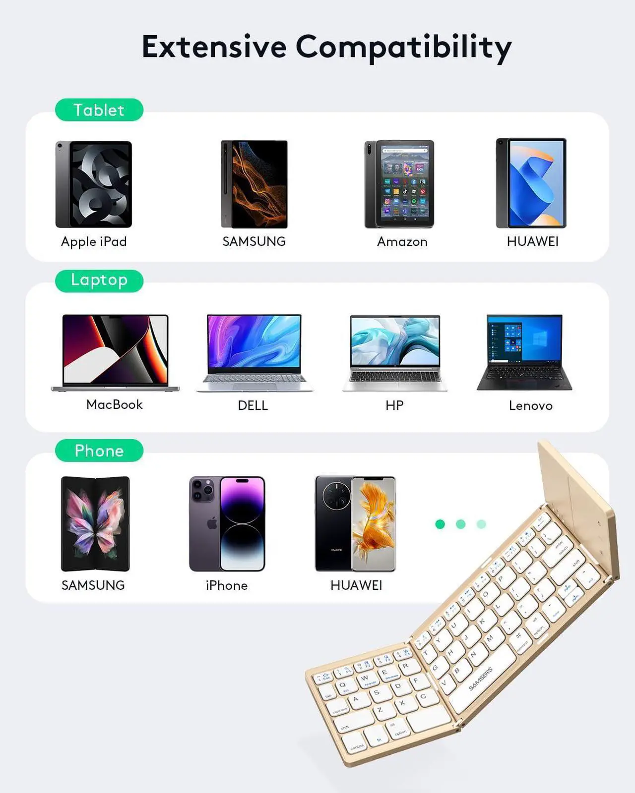 Samsers Foldable Bluetooth Keyboard - Thumbnail 5