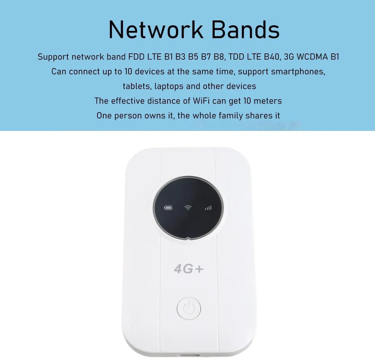 Alt view image 2 of 5 - LTE 4G 5G Modem Router, 300Mbps Hotspot Up to 10 Devices, SIM Card Slot, 3650mAh Battery, Portable for Travel, Business Trip