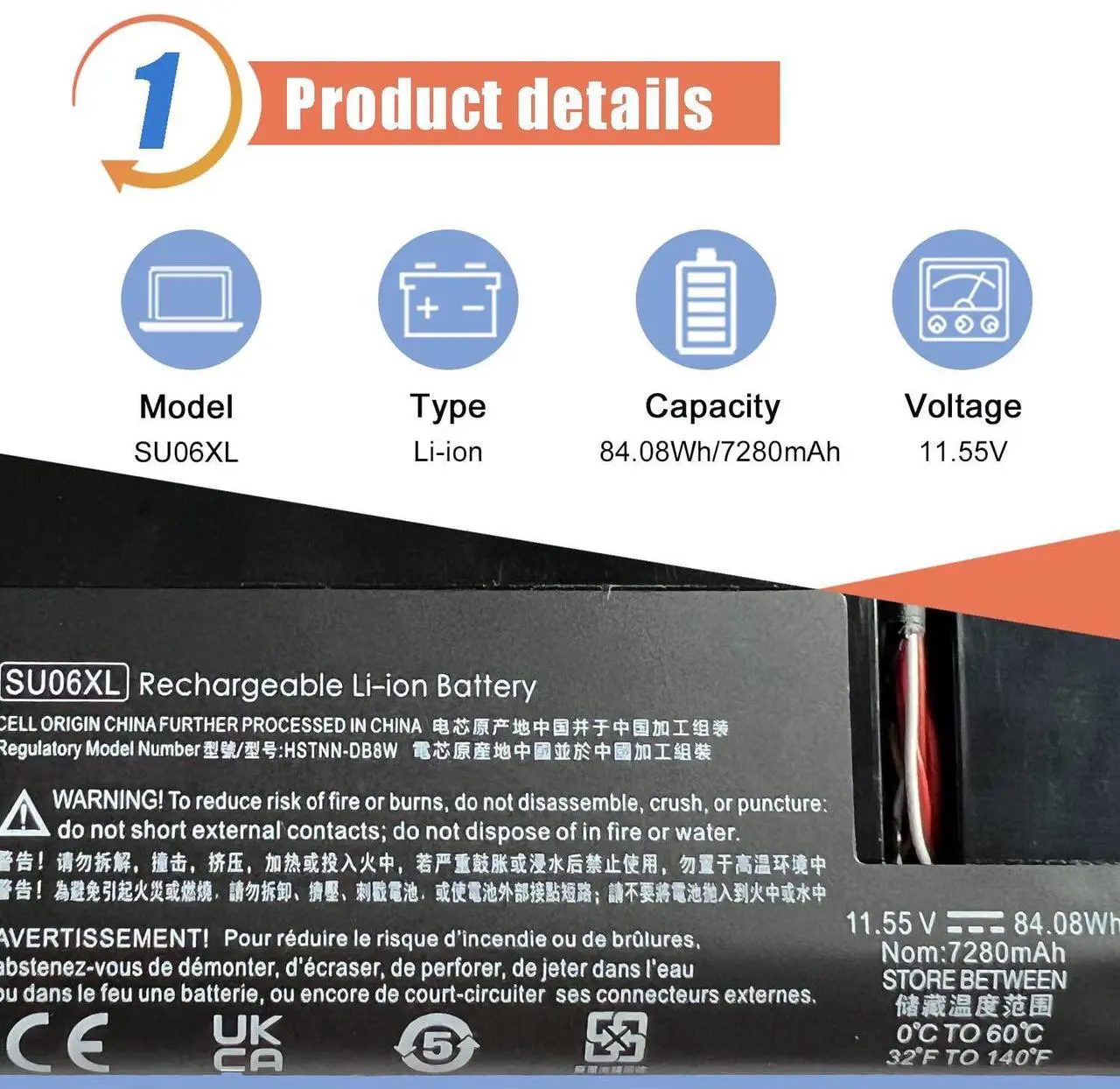 Alt view image 2 of 5 - ASODI SU06XL L29048-271 84.08Wh Laptop Battery Compatible with HP Spectre X360 15-DF000 15T-DF000 15T-DF100 DF0013DX DF0033DX DF0043DX DF1033DX DF1043DX 15-DF0XXX 15-DF1XXX Series HSTNN-DB8W