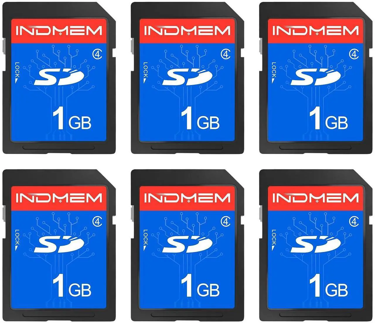 Main image of INDMEM SD Card 1GB, 6 Packs Class 4 1GB Flash Memory Card MLC Standard Secure Digital Cards Camera Card