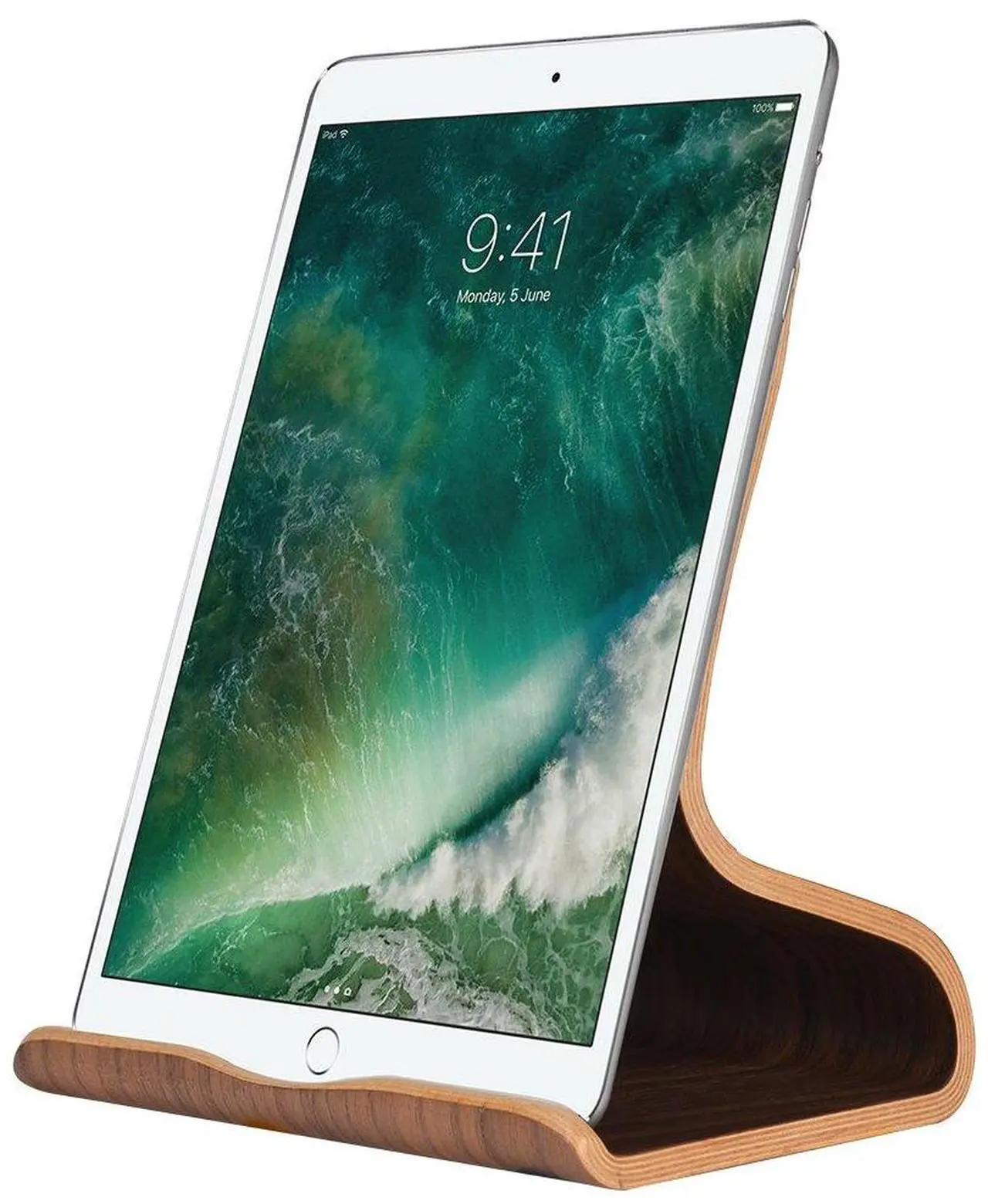 Main image of SAMDI Wood Tablet Stand, Wooden iPad Holder: Desktop Stand Holder Dock for new iPad 2017 Pro 9.7, 10.5, Air mini 2 3 4, Kindle, Nexus, Accessories, Tab, E-reader, other Tablets(4-13 inch)-Black Walnut