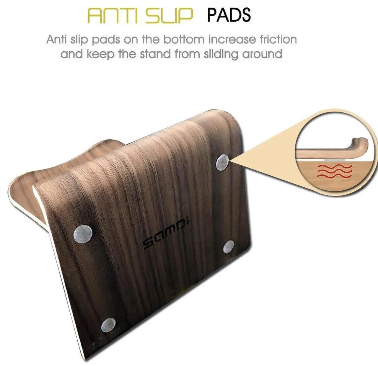 Alt view image 4 of 5 - SAMDI Wood Tablet Stand, Wooden iPad Holder: Desktop Stand Holder Dock for new iPad 2017 Pro 9.7, 10.5, Air mini 2 3 4, Kindle, Nexus, Accessories, Tab, E-reader, other Tablets(4-13 inch)-Black Walnut