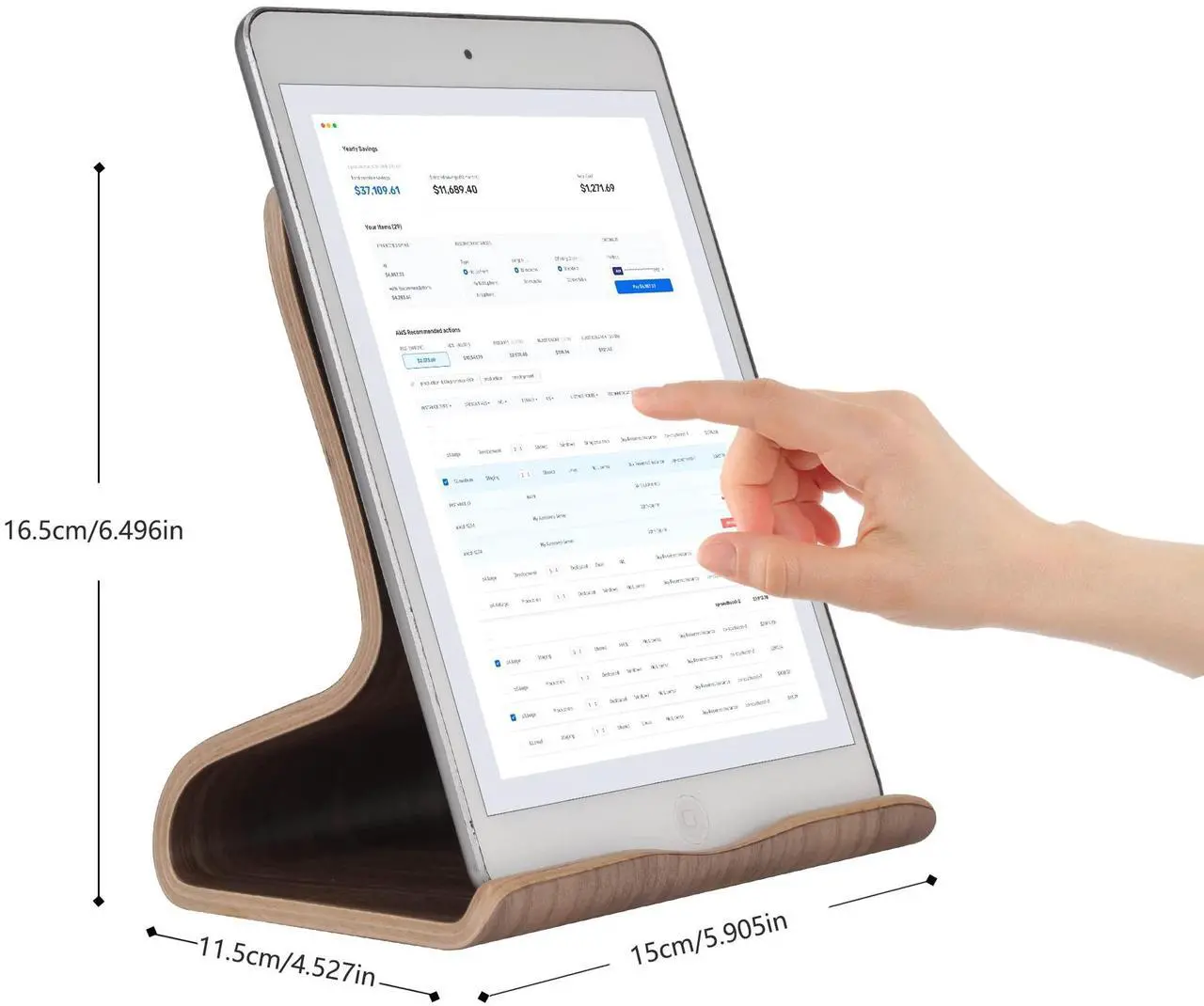 Alt view image 5 of 5 - SAMDI Wood Tablet Stand, Wooden iPad Holder: Desktop Stand Holder Dock for new iPad 2017 Pro 9.7, 10.5, Air mini 2 3 4, Kindle, Nexus, Accessories, Tab, E-reader, other Tablets(4-13 inch)-Black Walnut