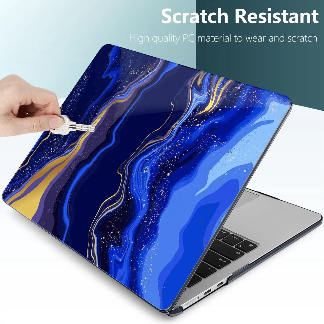 Alt view image 3 of 5 - TWOLSKOO Compatible with M4 MacBook Air 13.6 inch Case 2025-2022 Release M4 A3240 M3 A3113 M2 A2681, Plastic Hard Shell & Keyboard Cover & Type C Adapter & Screen Protector, Abstract Marble