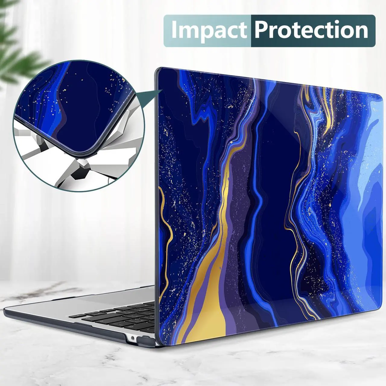 Alt view image 5 of 5 - TWOLSKOO Compatible with M4 MacBook Air 13.6 inch Case 2025-2022 Release M4 A3240 M3 A3113 M2 A2681, Plastic Hard Shell & Keyboard Cover & Type C Adapter & Screen Protector, Abstract Marble