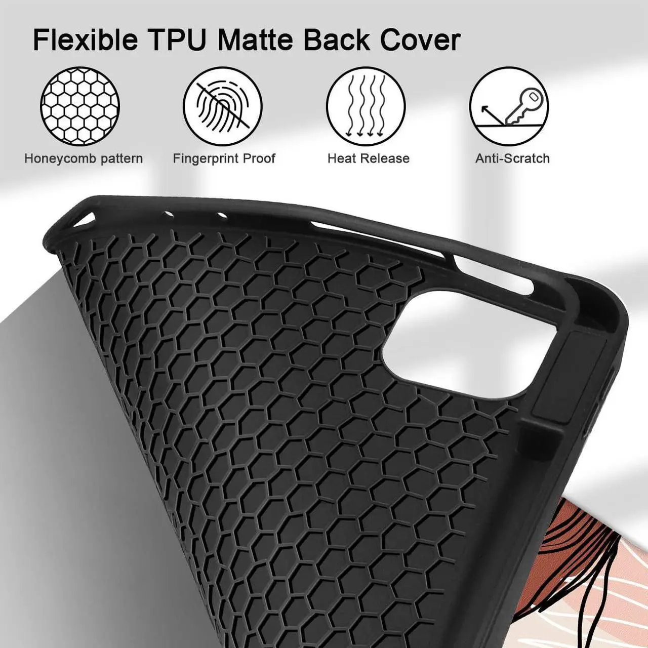 Alt view image 4 of 5 - Tuiklol Case for M2 iPad Pro 12.9 inch Generation 6th/5th/4th/3rd 2022 2021 2020 2018 Release - Built in Pencil Holder Slim Protective Stand Back Cover with Auto Wake/Sleep iPad Cover,Leaf