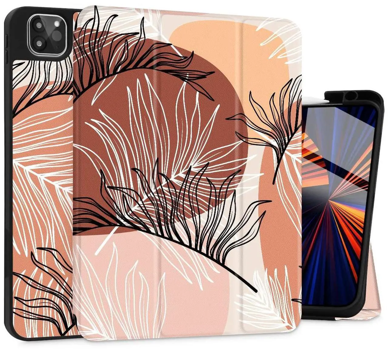 Main image of Tuiklol Case for M2 iPad Pro 12.9 inch Generation 6th/5th/4th/3rd 2022 2021 2020 2018 Release - Built in Pencil Holder Slim Protective Stand Back Cover with Auto Wake/Sleep iPad Cover,Leaf