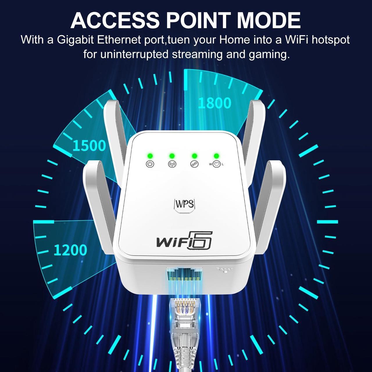 Alt view image 3 of 5 - Ax1800 WiFi Extender Signal Booster, Dual Band 2.4g/5.8g Internet Extender WiFi Booster, Easy Setup Mesh WiFi Extenders Signal Booster for Home, Office, and Multi-Device Compatibility