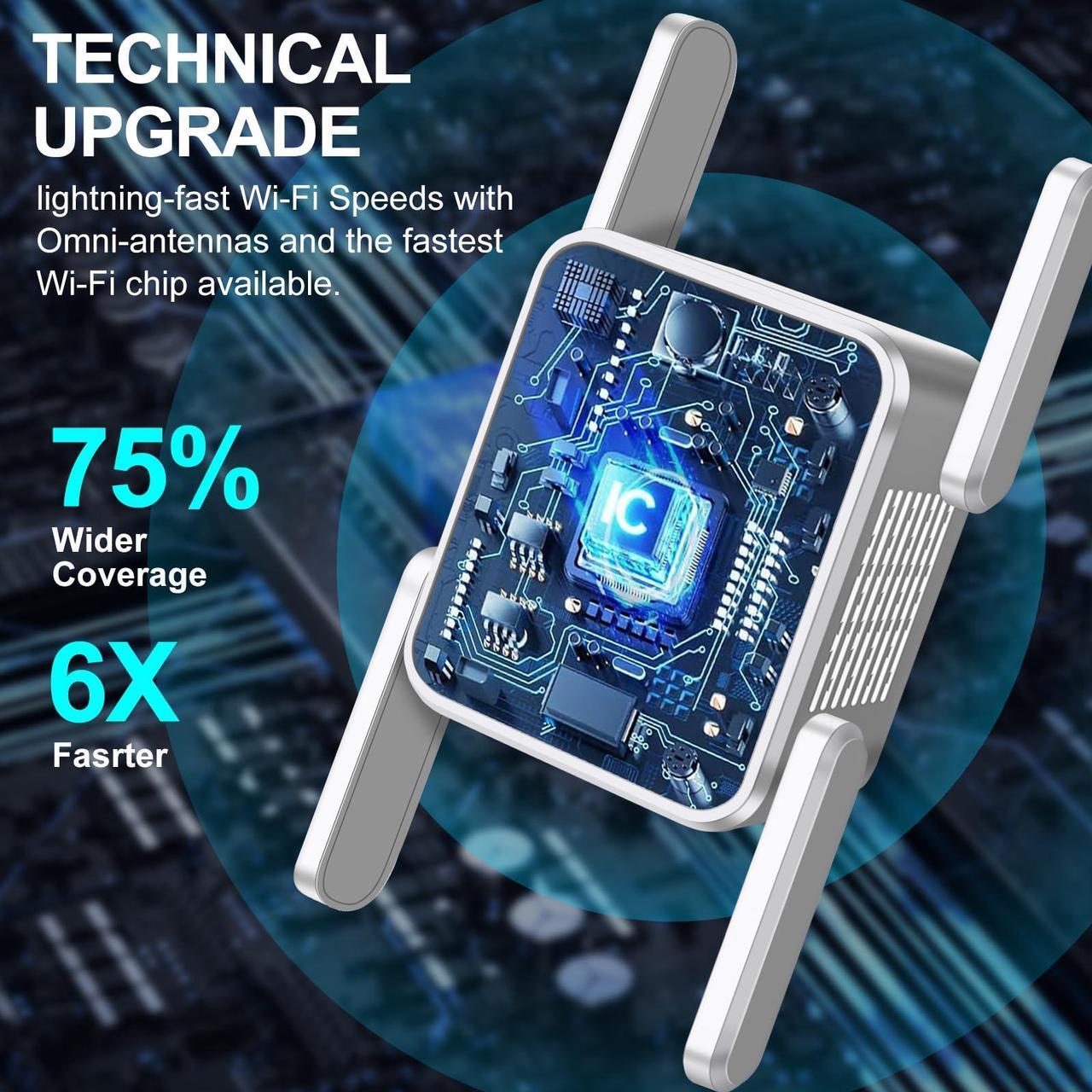 Alt view image 2 of 5 - Ax1800 WiFi Extender Signal Booster, Dual Band 2.4g/5.8g Internet Extender WiFi Booster, Easy Setup Mesh WiFi Extenders Signal Booster for Home, Office, and Multi-Device Compatibility