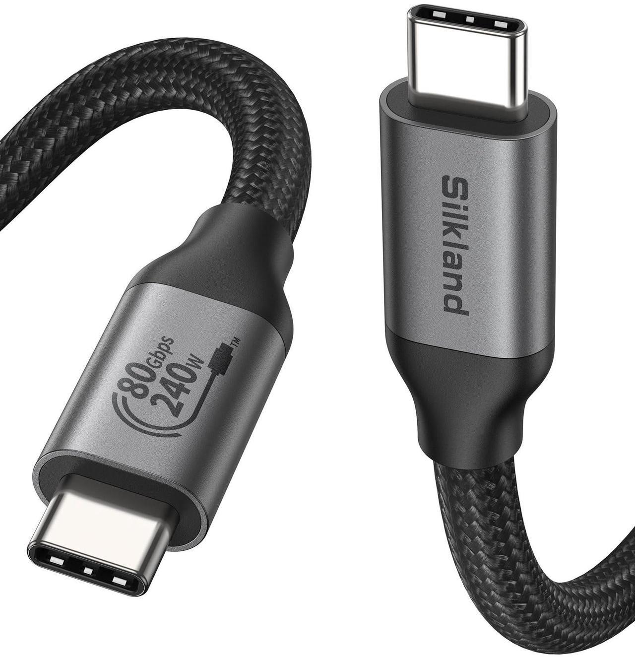 Main image of Silkland 80Gbps USB 4 Cable for Thunderbolt 5 Cable 5FT, [USB-IF Certified] 120Gbps Bandwidth for 16K/Dual 8K, 240W, Braided USB C Video Cable Compatible Thunderbolt 4/5, SSD, MacBook M4 Pro,Dock,eGPU