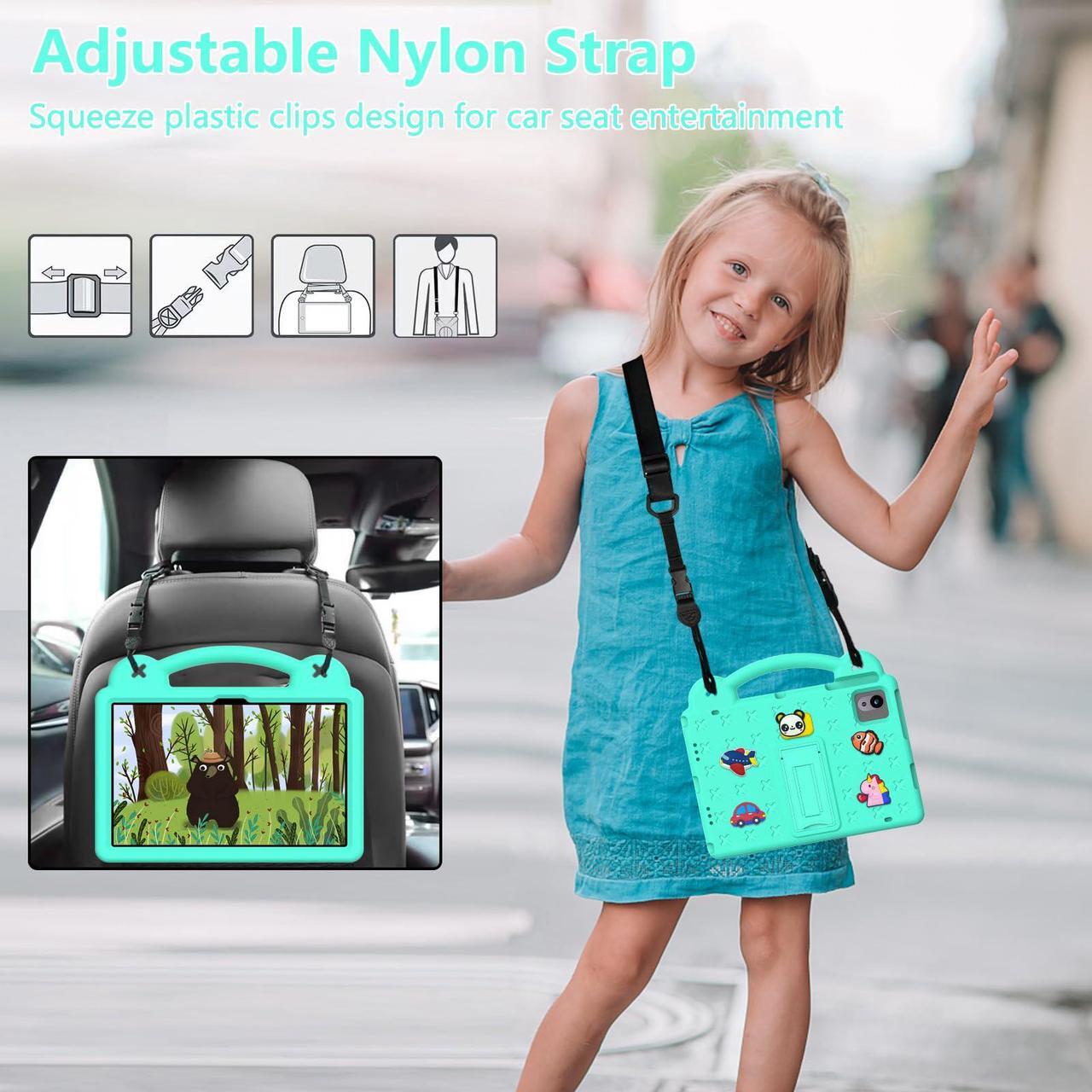 Alt view image 3 of 5 - YRH for Onn 10.1 Tablet Case (2024) Model#100135925, Kids EVA Cover with Strap Stand Handle, for Surf Walmart Onn Tablet Case 10.1 inch (Gen 4), Green