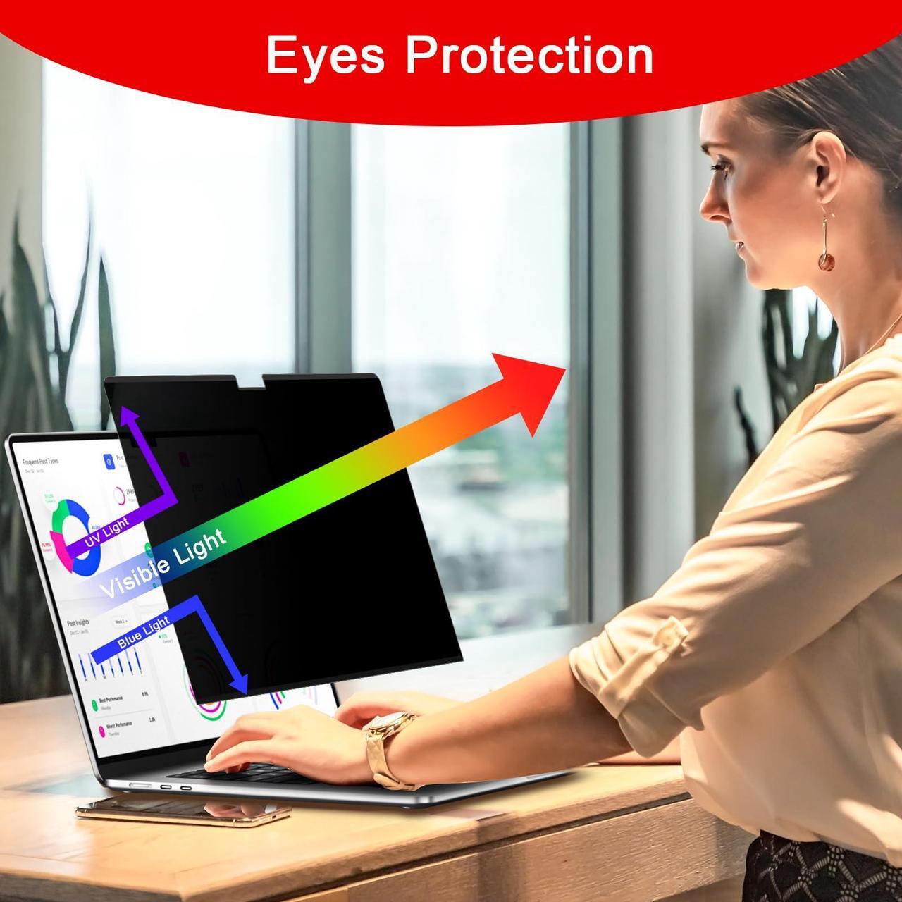 Alt view image 5 of 5 - Magnetic Privacy Screen for MacBook Pro 14 Inch (2021-2024, M1, M2, M3, M4, Pro, Max), Removable Laptop Privacy Screen, Anti Blue Light Glare Filter for Mac Pro 14.2" Laptop Computer