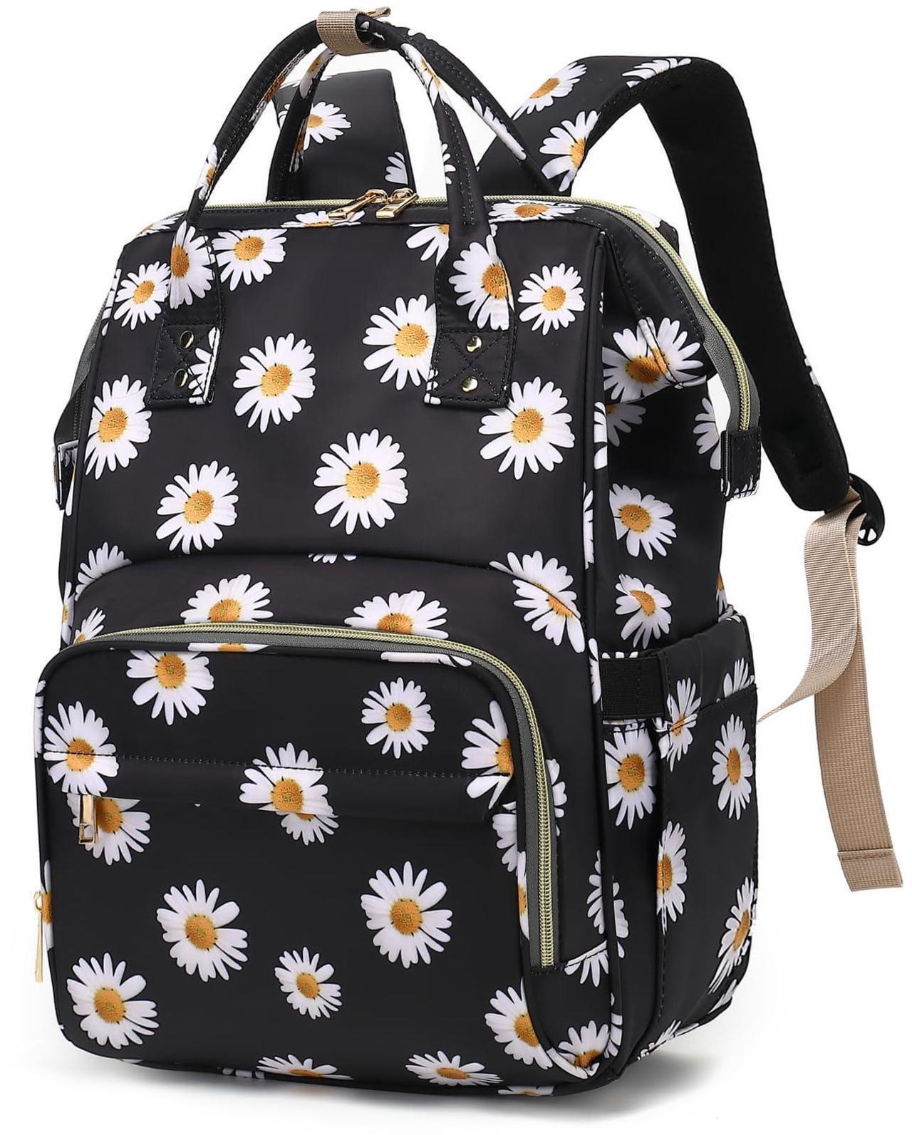 Main image of Yusudan Daisy Lunch Backpack for Women, Insulated Cooler Work Business Laptop Backpacks Girls School Backpack College Bookbags (Black)