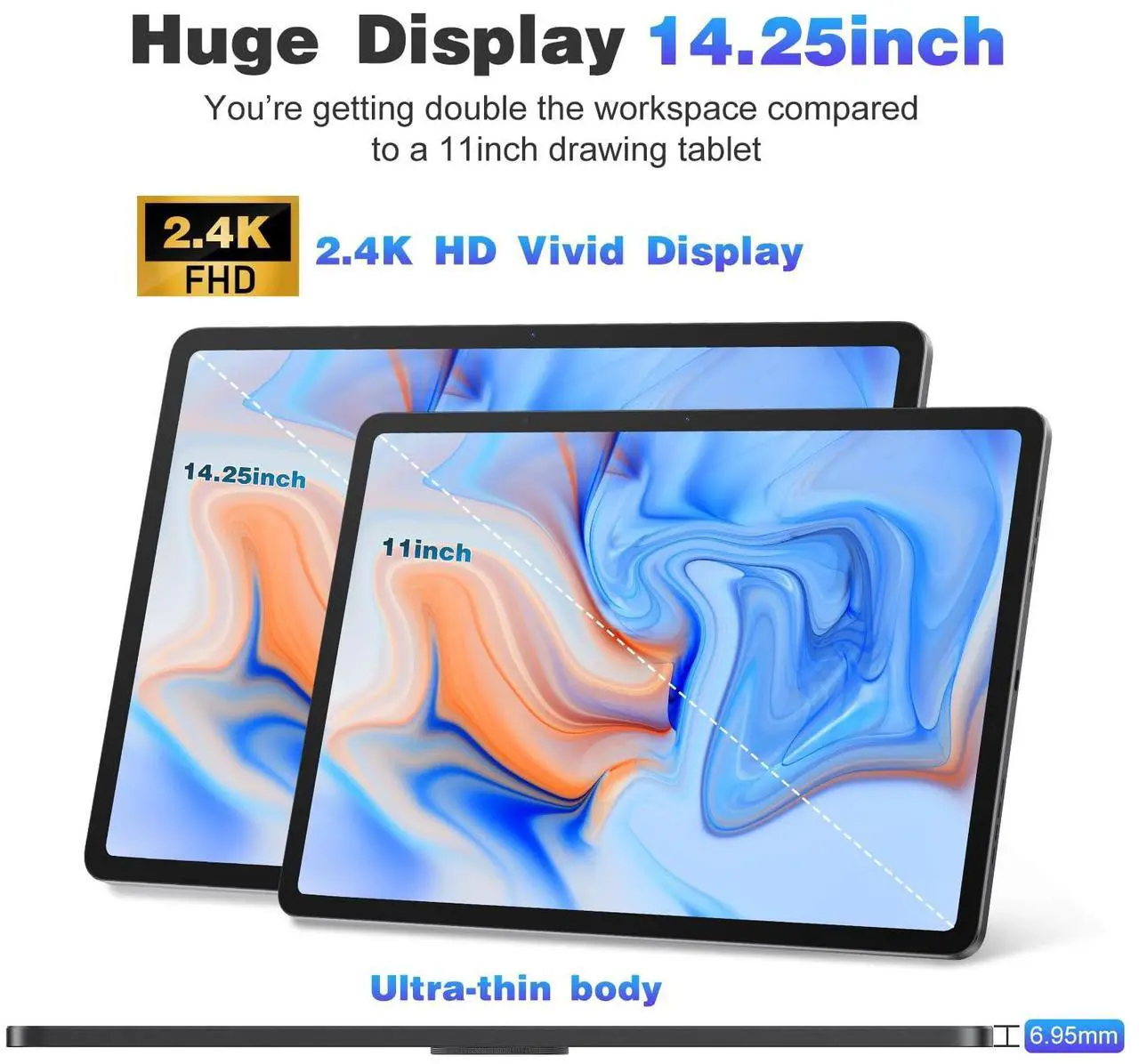 Alt view image 3 of 5 - UGEE Fun Drawing PAD 14.25" 2.4K Standalone Drawing Tablet No Computer Needed - Portable Digital Art with 10000mAh Battery, Low Blue Light