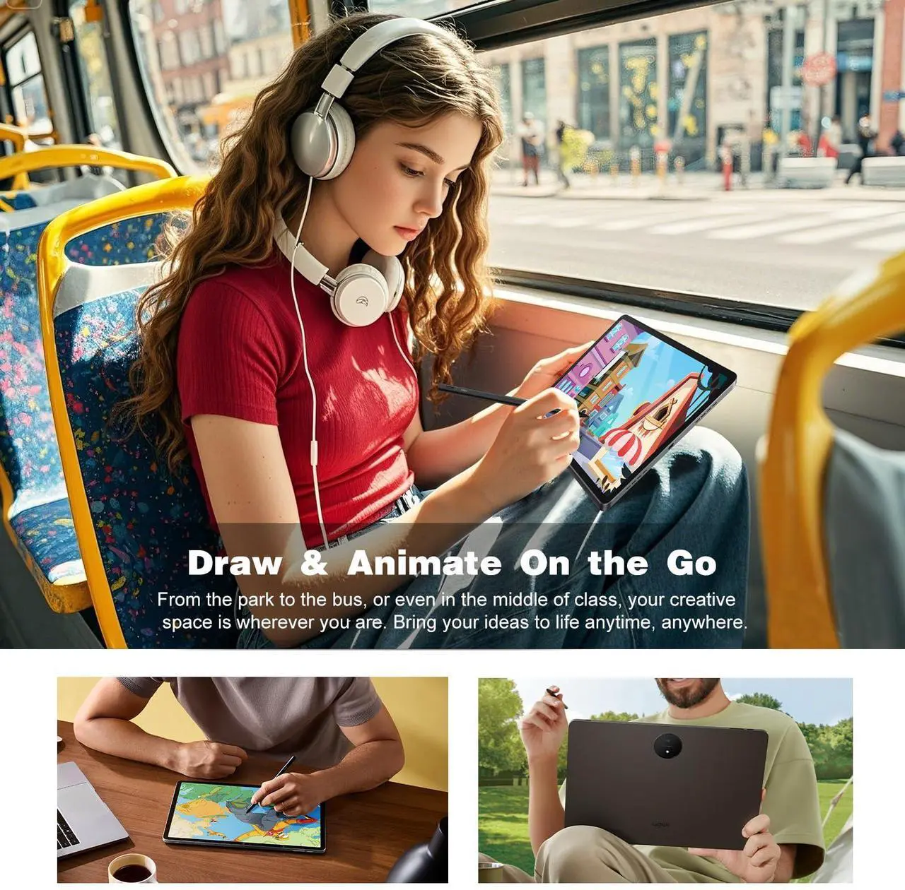 Alt view image 5 of 5 - UGEE Fun Drawing PAD 14.25" 2.4K Standalone Drawing Tablet No Computer Needed - Portable Digital Art with 10000mAh Battery, Low Blue Light