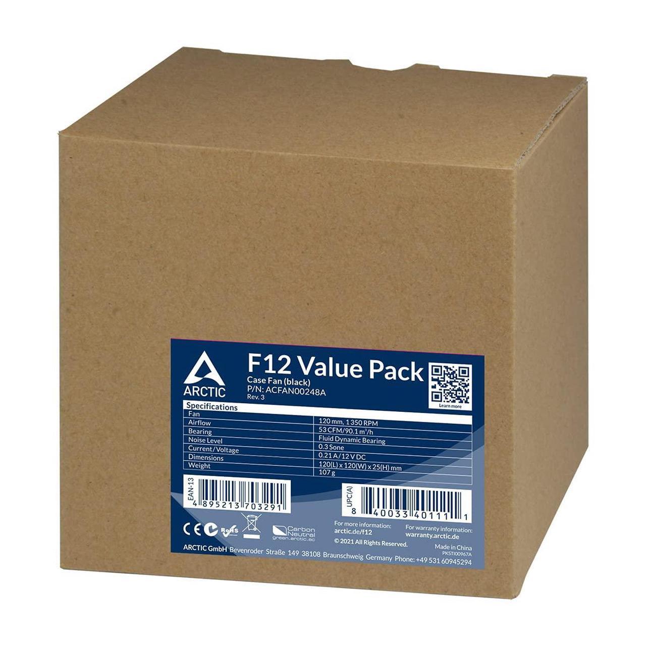 Alt view image 5 of 5 - ARCTIC F12 (5 Pack) - 120 mm Standard Case Fan, Value Pack, Low Noise, Very Quiet Motor, Computer, Fan Speed: 1350 RPM - Black