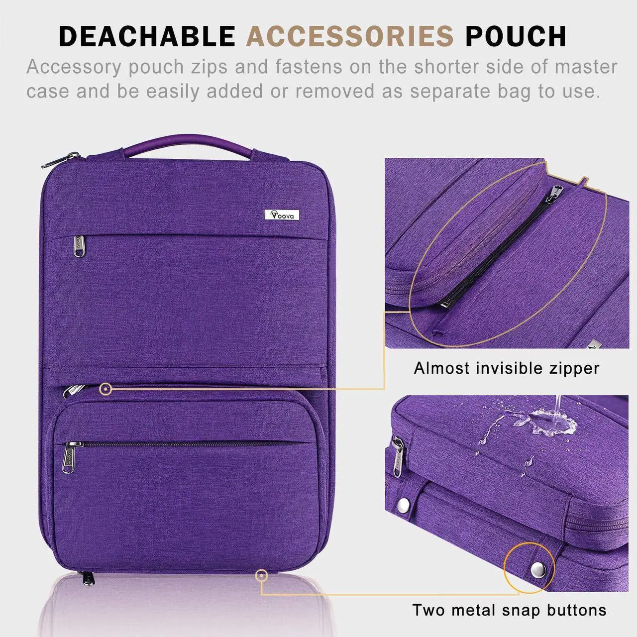 Alt view image 3 of 5 - Voova Laptop Sleeve Case 13 14 Inch Compatible with MacBook Air 13 M2/M3/M4, MacBook Pro 13/14,13.5"Surface Laptop 4/5,Chromebook 14,2 in 1 Waterproof Computer Bag with Detachable Accessory Pouch