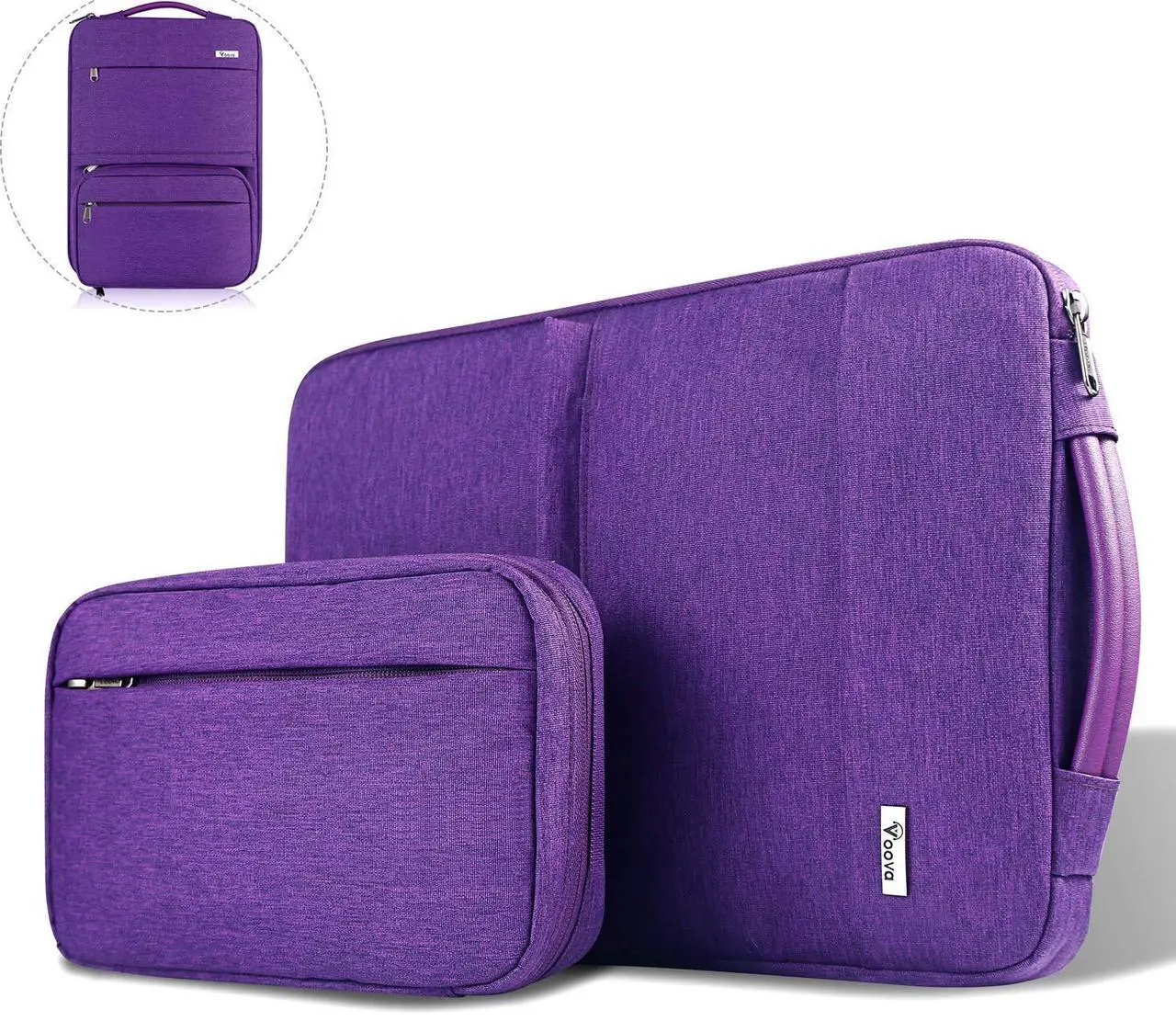 Alt view image 2 of 5 - Voova Laptop Sleeve Case 13 14 Inch Compatible with MacBook Air 13 M2/M3/M4, MacBook Pro 13/14,13.5"Surface Laptop 4/5,Chromebook 14,2 in 1 Waterproof Computer Bag with Detachable Accessory Pouch