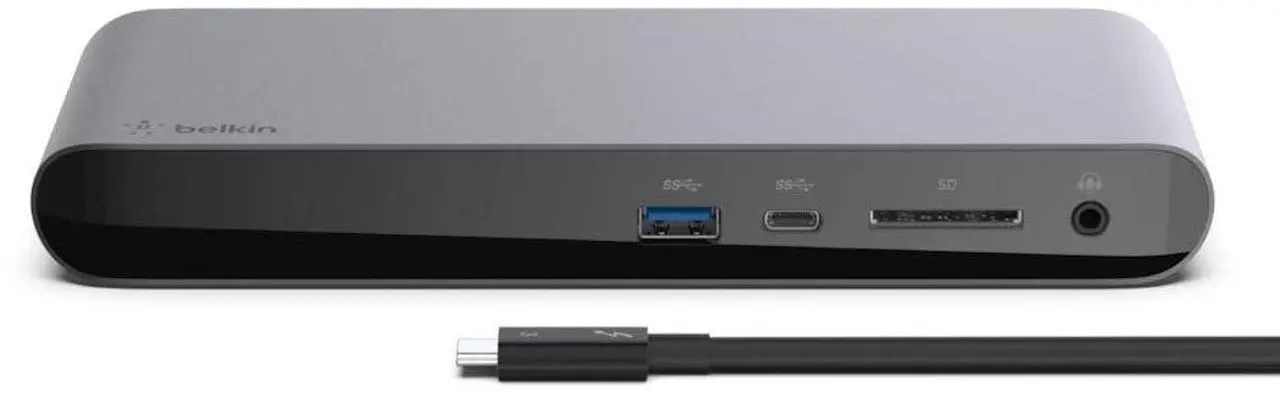 Alt view image 2 of 5 - Belkin Thunderbolt 3 Dock Pro with 2.6 ft Thunderbolt 3 Cable (Thunderbolt Dock for macOS and Windows) Dual 4K @60Hz, 40 Gbps Transfer Speeds, 85 W Upstream Charging