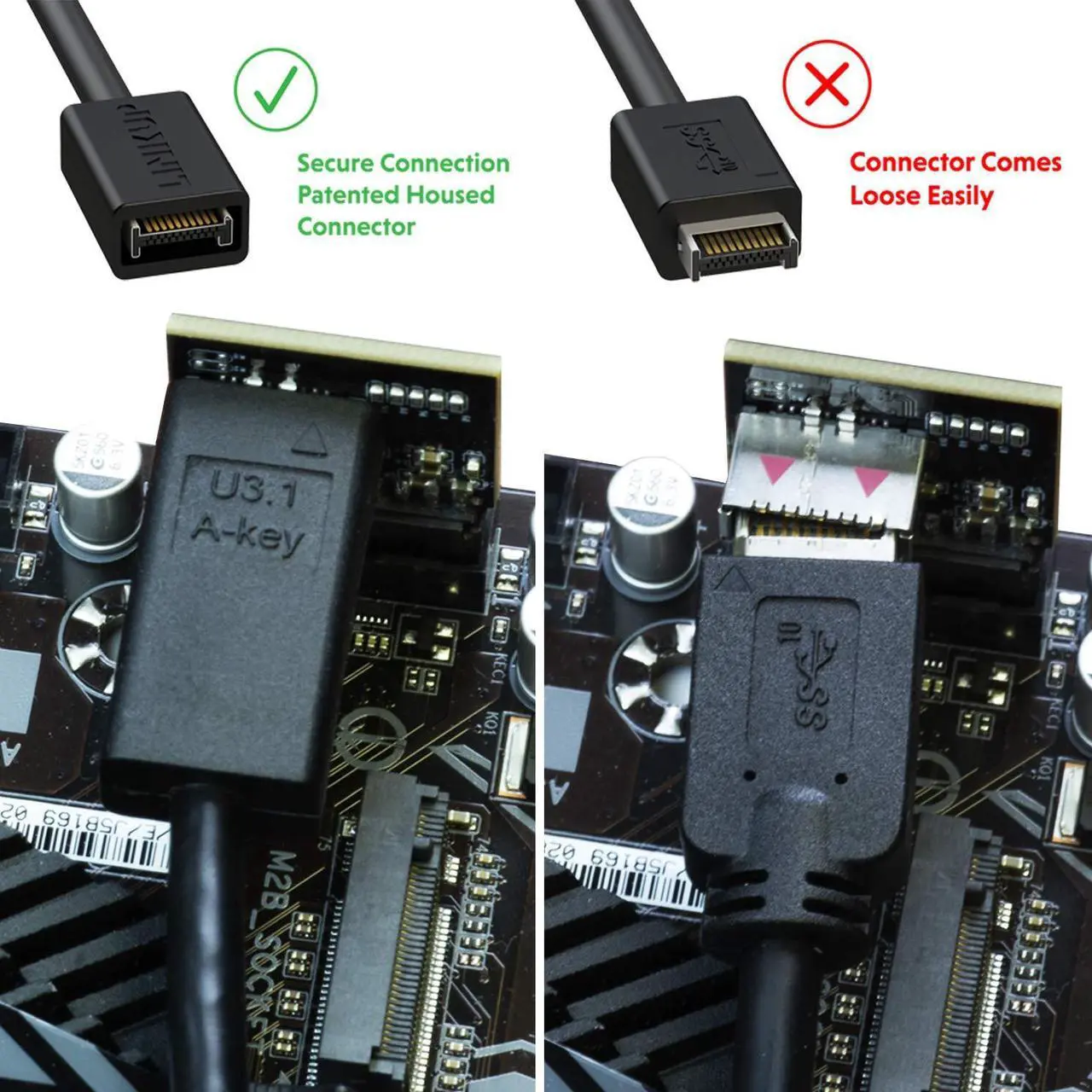 Alt view image 2 of 5 - LINKUP - USB 3.2 Gen 2x2 20Gbps USB-C Type Internal Panel Cable Mount Motherboard Header Extension Adapter|20-Pin A-Key Male with Cover to USB-C Female Connector with PCI Bracket - 40cm