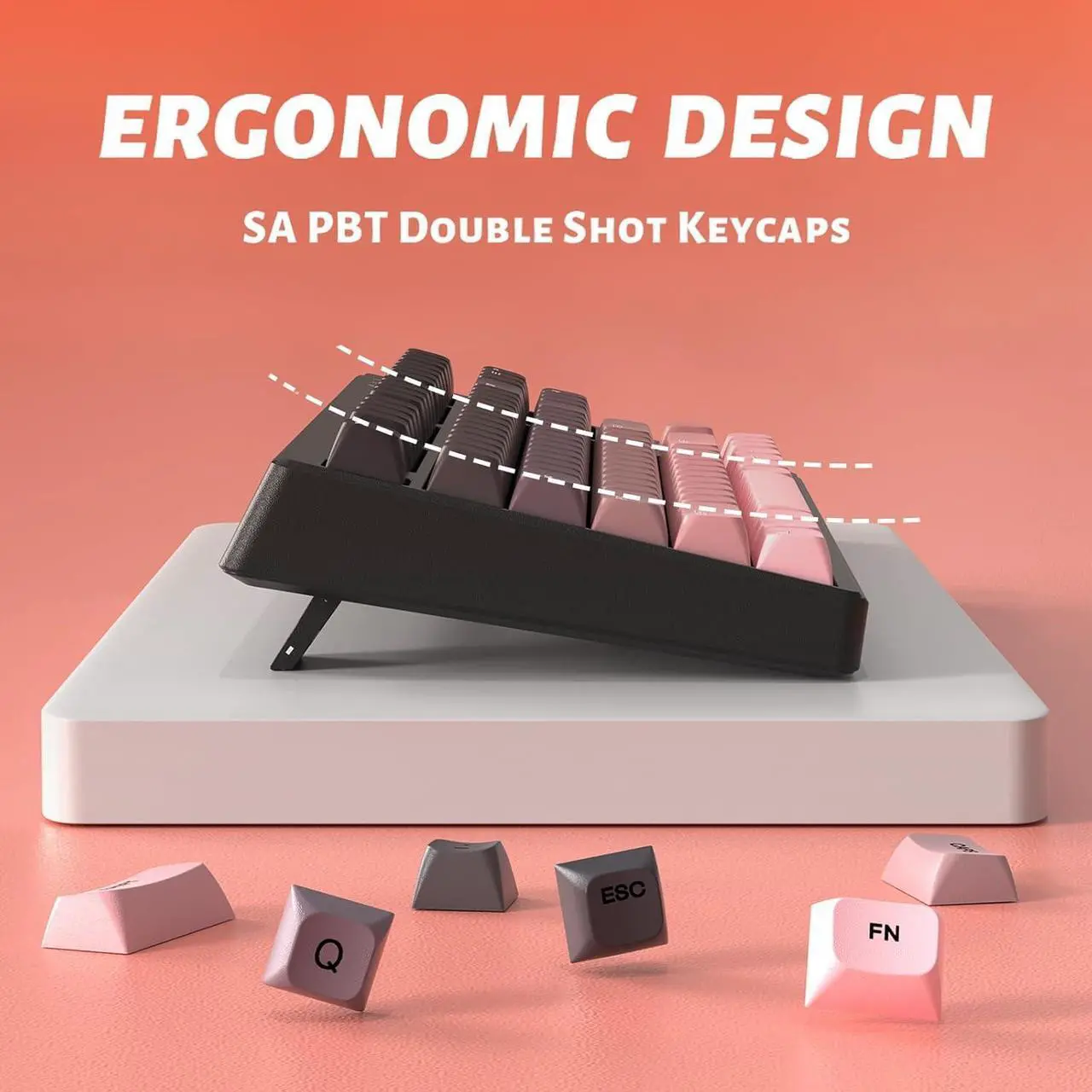 Alt view image 4 of 5 - ATTACK SHARK M87 80% Wireless Gaming Keyboard,87 Keys Rainbow Lights TKL Mechanical Feeling SA PBT Keyboard for Mac/Win, Bluetooth 5.0/2.4Ghz Dual Mode Pc Keyboards for Office/Gaming Blackpink