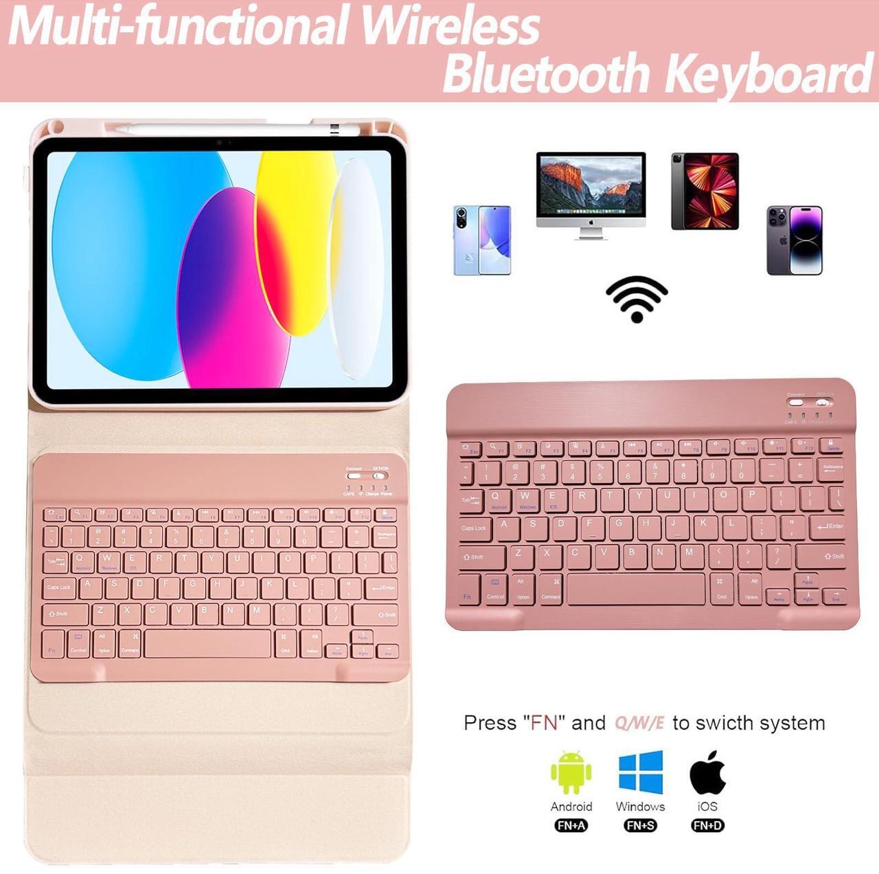Alt view image 3 of 5 - BSBLESS Keyboard Case for iPad 11th 10th Generation - iPad 10th Generation Case with Detachable Wireless Keyboard - Smart Folio Cover with Pencil Holder for 11-inch A16 2025 10.9-inch 2022, Pink