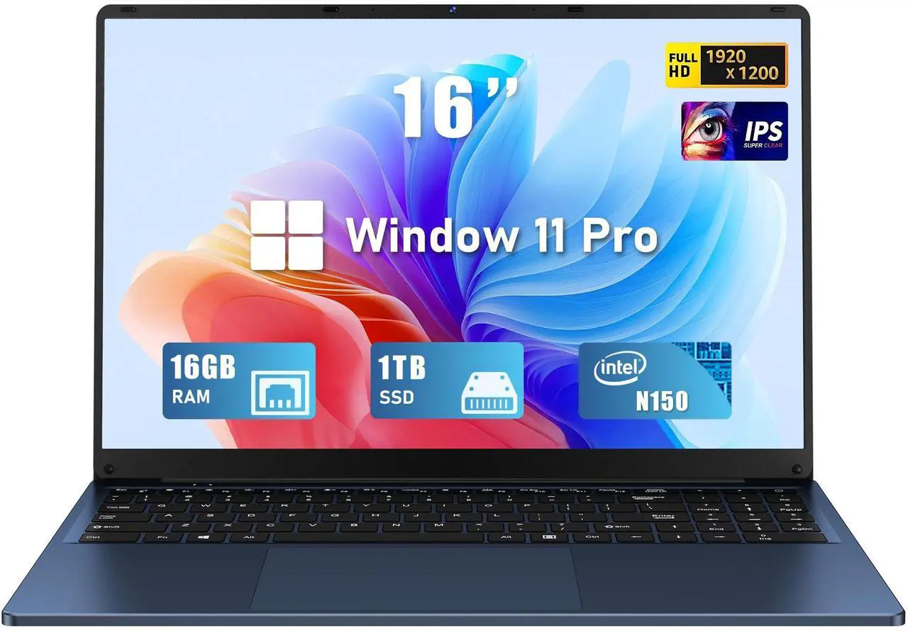 Main image of FUNYET Gaming Laptop, 2025 Windows Laptops Computer, 16 Inch Windows 11 Pro Lap Top, 16GB RAM 1TB SSD, N150 Processor(up to 3.6GHz), Backlit Keyboard