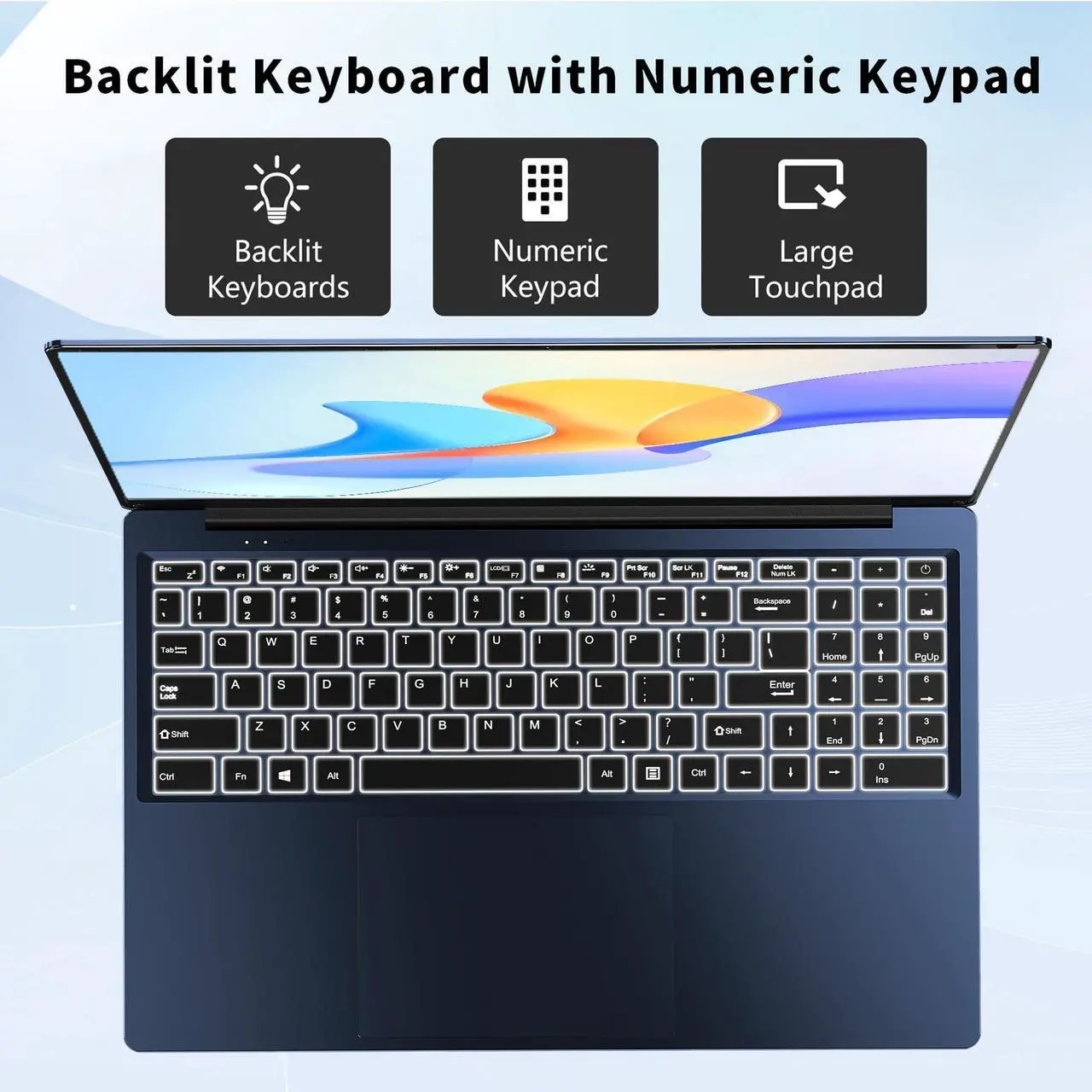 Alt view image 3 of 5 - FUNYET Gaming Laptop, 2025 Windows Laptops Computer, 16 Inch Windows 11 Pro Lap Top, 16GB RAM 1TB SSD, N150 Processor(up to 3.6GHz), Backlit Keyboard