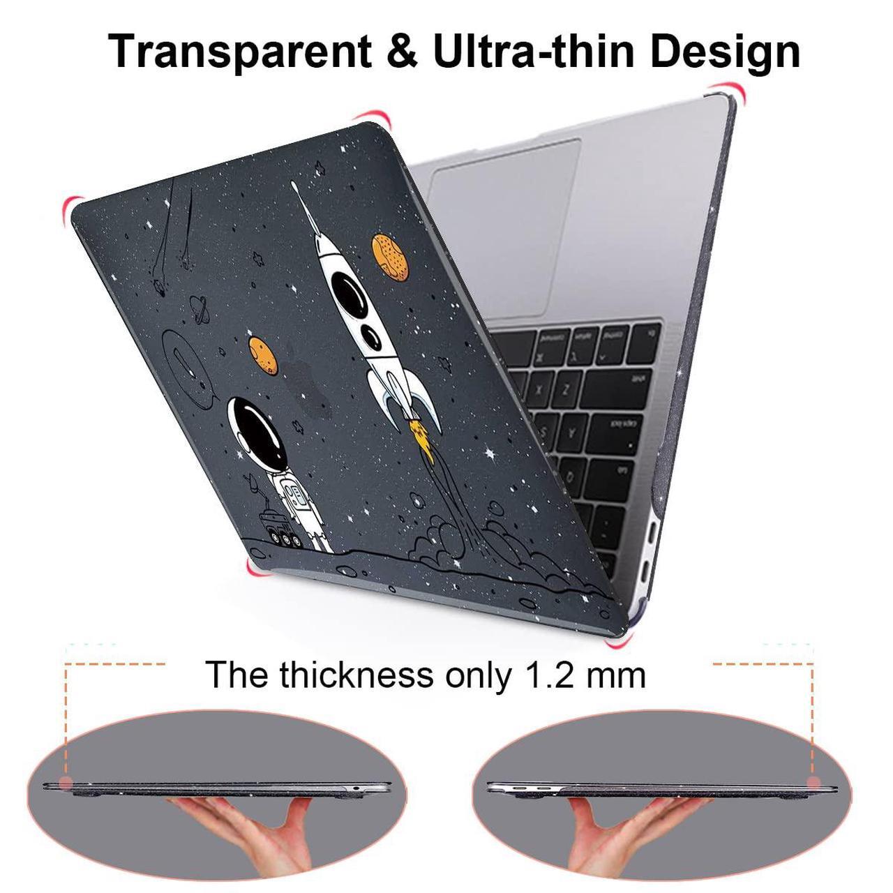 Alt view image 4 of 5 - LCMOCICO for MacBook Pro 13 inch Case M2 M1 A2338 A2289 A2251 2020 2021 2022 Release with Touch Bar & Touch ID, Astronauts & Spacecraft Glitter Black Plastic Hard Cover Keyboard Skin Screen Protector