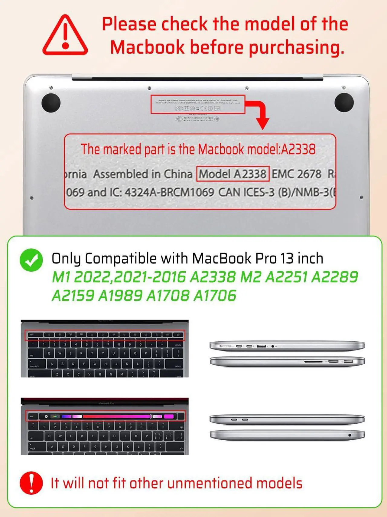 Alt view image 3 of 5 - Seorsok Compatible with MacBook Pro 13 inch Case M2 2023,2022,2021-2016 A2338 M1 A2251 A2289 A2159 A1989 A1708 A1706,Leaves Flowers Leather Hard Shell Case with Keyboard Cover,Grey Blooming Floral