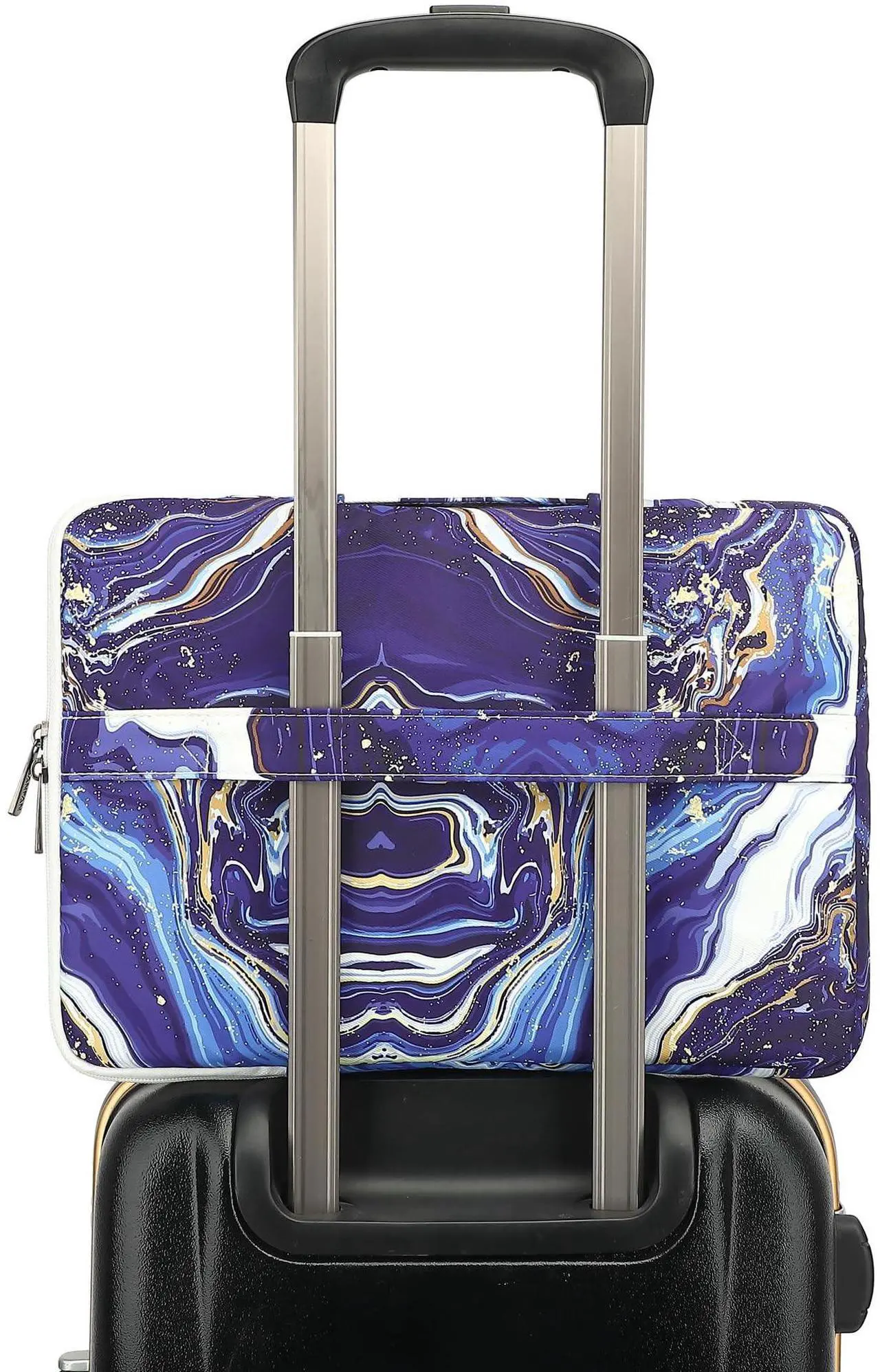 Alt view image 4 of 5 - SANFAN 360deg Protective 3 Pockets Laptop Sleeve Case Bag with Handle for MacBook Air 15 inch,MacBook Pro 16 inch and 15.6 inch Screen Laptop (Blue Marble)