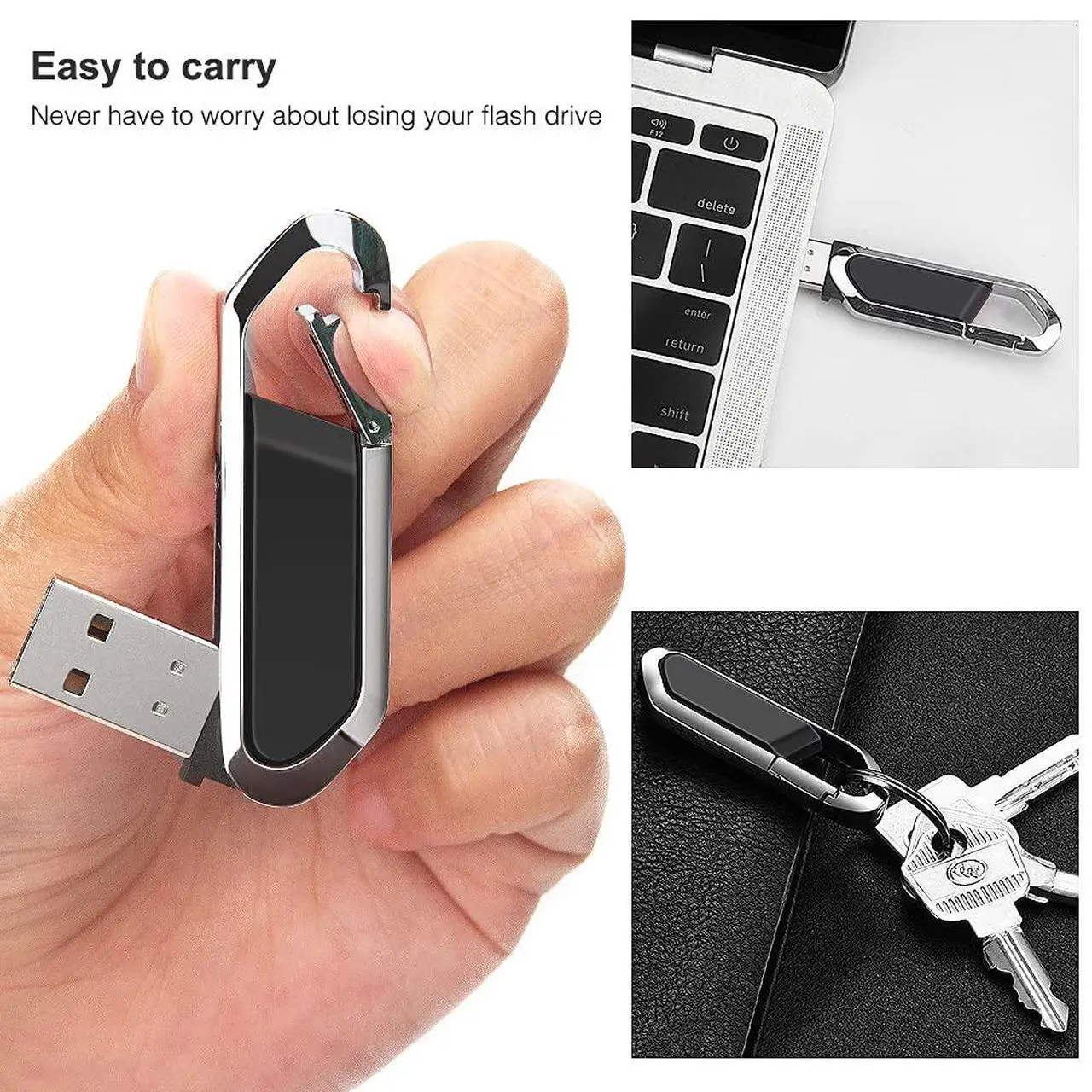 Alt view image 4 of 5 - LEIZHAN 4x32GB Snap Hook USB Flash Drive Computer Memory Stick USB 2.0 Pendrive for Students
