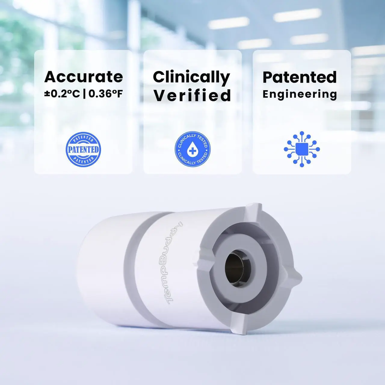 Alt view image 3 of 7 - Zanis TempBuddy App-Synced, Battery-Free No Touch Thermometer  Fever Profiles & Tracking, Patent-Pending, Portable, Accurate & Instant  USB-C Android, 2-in-1 Forehead & Object Infrared Thermometer