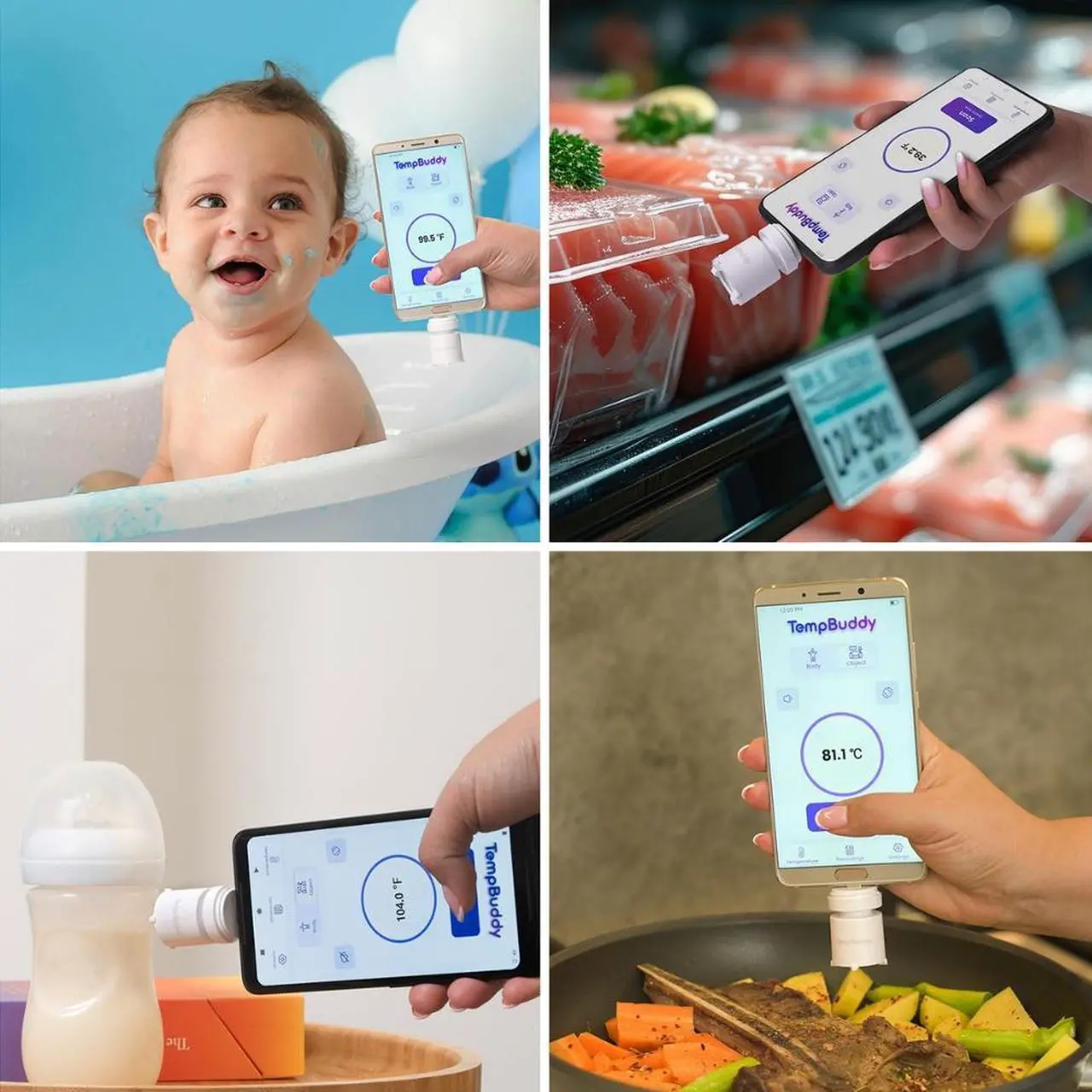 Alt view image 6 of 7 - Zanis TempBuddy App-Synced, Battery-Free No Touch Thermometer  Fever Profiles & Tracking, Patent-Pending, Portable, Accurate & Instant  USB-C Android, 2-in-1 Forehead & Object Infrared Thermometer