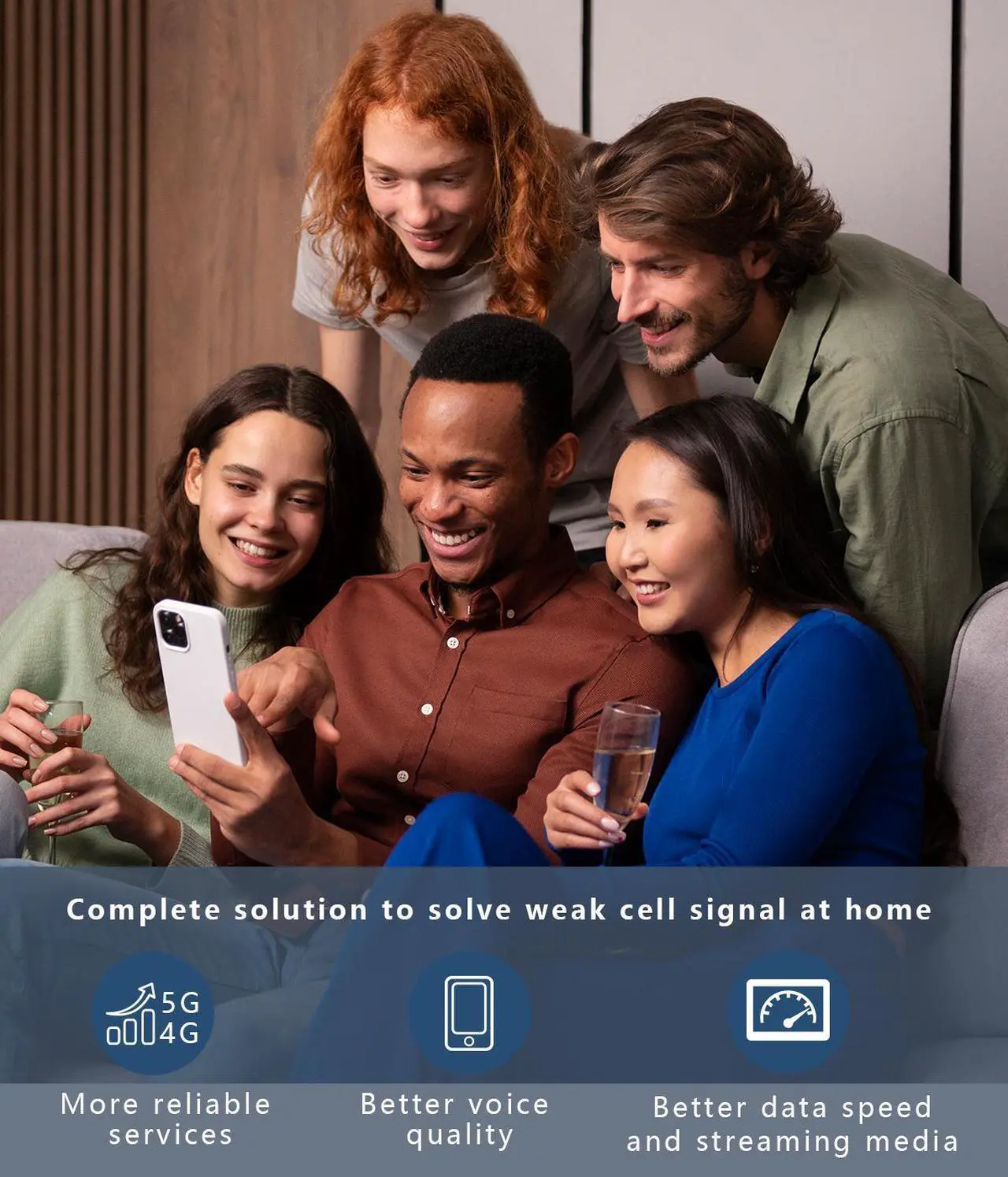 Alt view image 4 of 7 - Tonve Cell Phone Signal Booster for All Carriers on Band 12/17/13/5/4/2/25 | Up to 5,500 Sq Ft | Boost 5G 4G& LTE Signal for Verizon, AT&T, T-Mobile, Sprint & More-5G 4G 3G LTE FCC Approvedbusiness