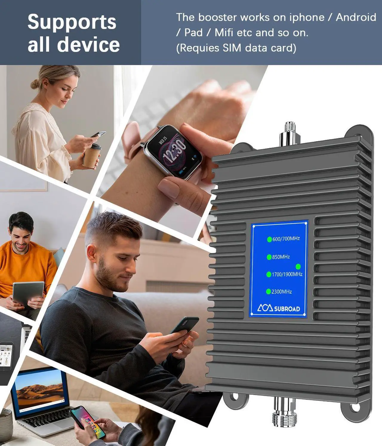 Alt view image 6 of 7 - Tonve Cell Phone Signal Booster for All Carriers on Band 12/17/13/5/4/2/25 | Up to 5,500 Sq Ft | Boost 5G 4G& LTE Signal for Verizon, AT&T, T-Mobile, Sprint & More-5G 4G 3G LTE FCC Approvedbusiness
