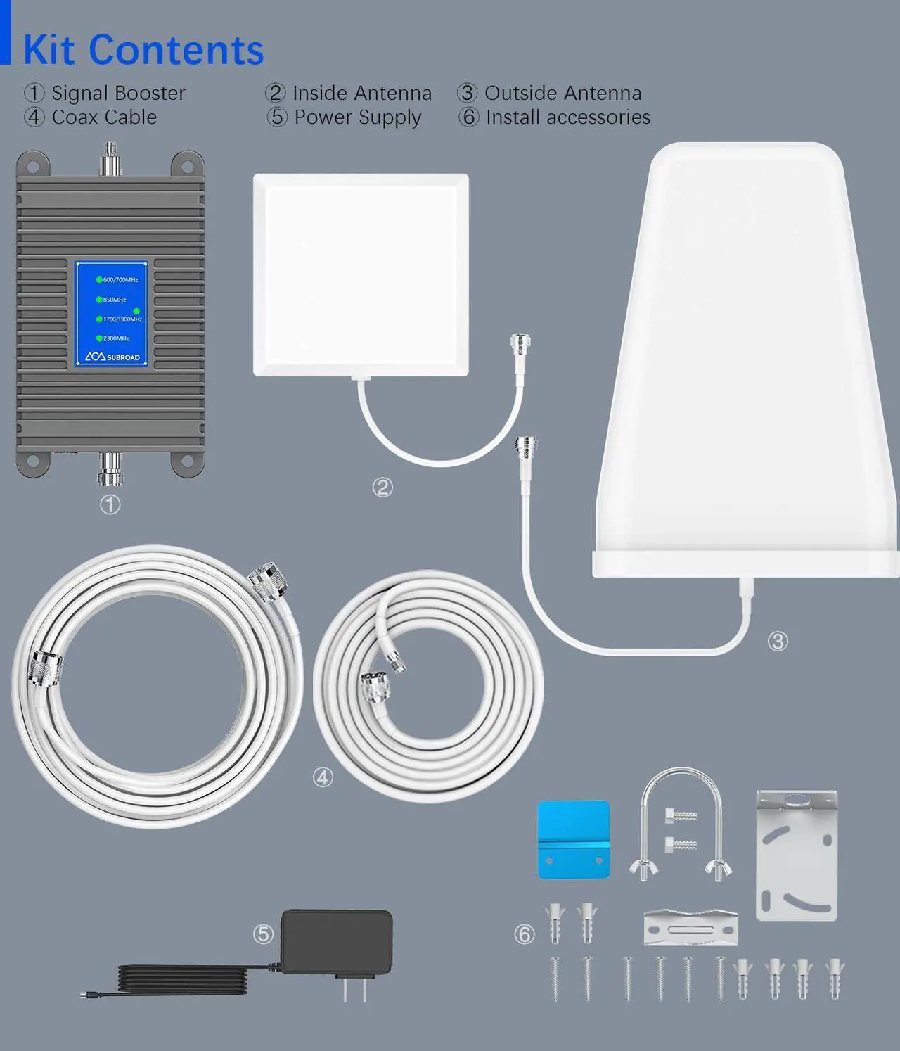 Alt view image 7 of 7 - Tonve Cell Phone Signal Booster for All Carriers on Band 12/17/13/5/4/2/25 | Up to 5,500 Sq Ft | Boost 5G 4G& LTE Signal for Verizon, AT&T, T-Mobile, Sprint & More-5G 4G 3G LTE FCC Approvedbusiness