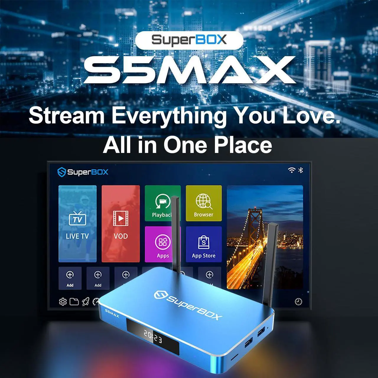 Alt view image 3 of 6 - SuperBox S5 Max: Fast Android 12 TV Box w/ WiFi 6, Gigabit Port, 4GB RAM, 64GB Storage, 6K HDR Playback & Voice Control