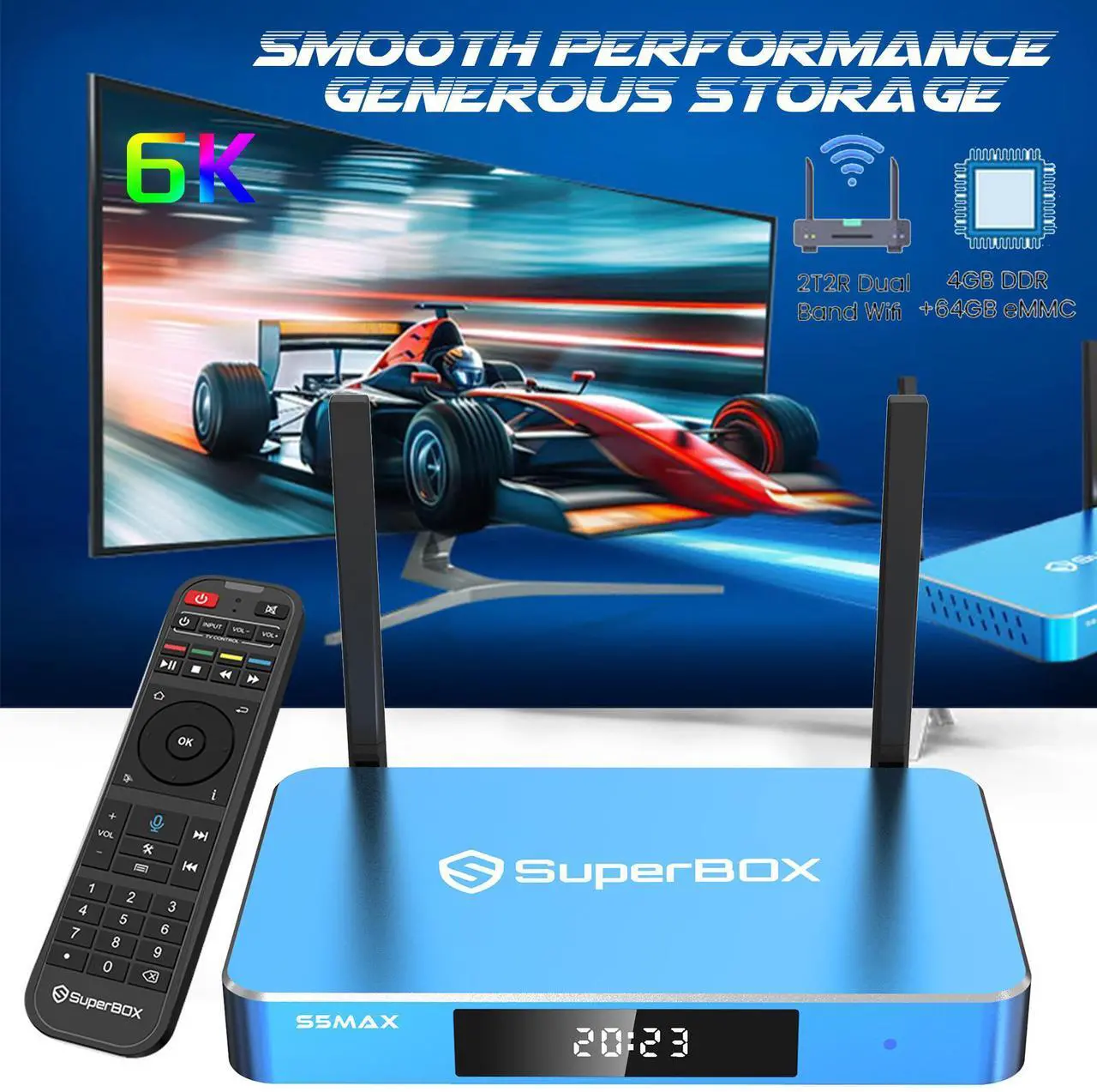 Alt view image 4 of 6 - SuperBox S5 Max: Fast Android 12 TV Box w/ WiFi 6, Gigabit Port, 4GB RAM, 64GB Storage, 6K HDR Playback & Voice Control