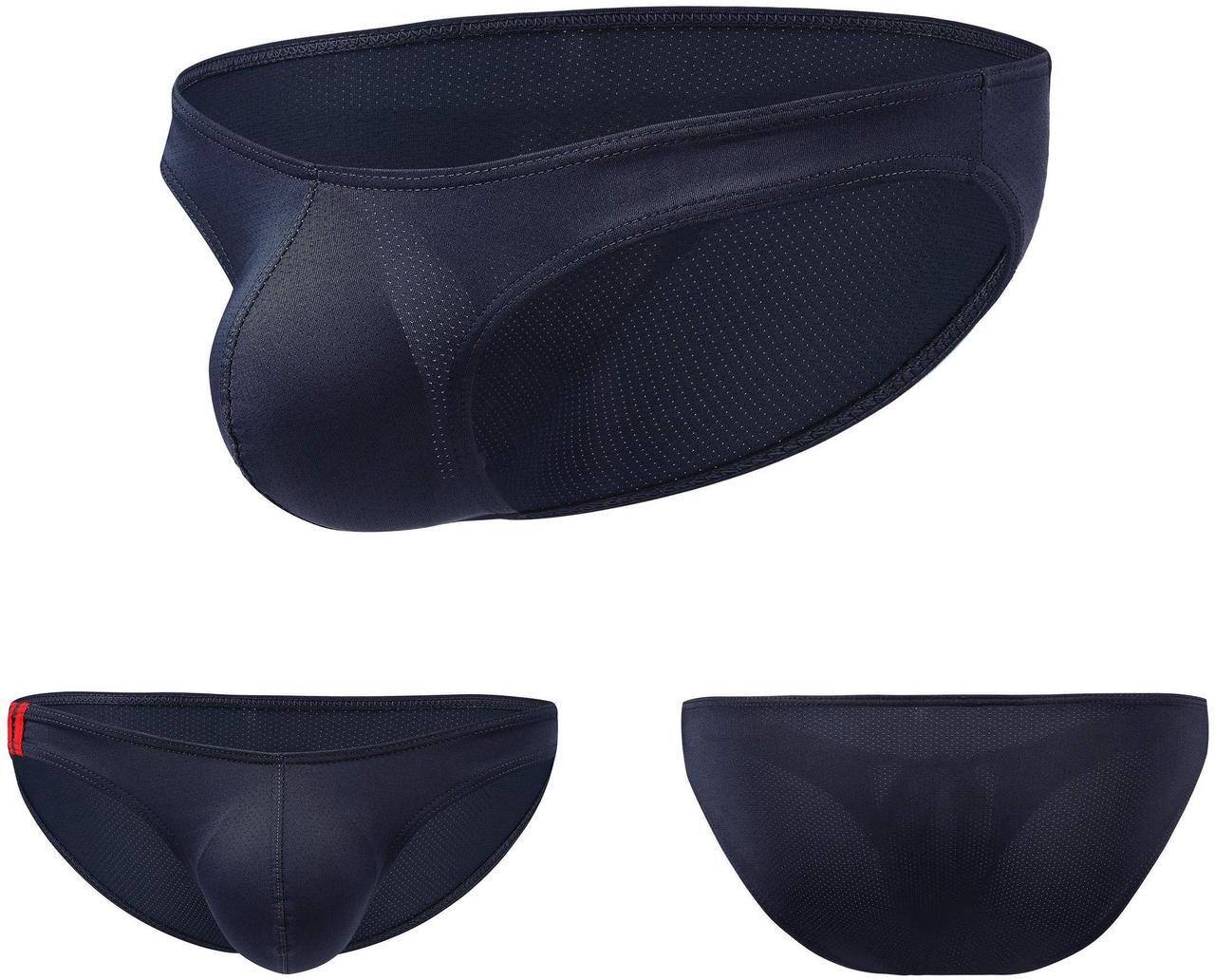 Alt view image 6 of 7 - Newsywell Men's Spandex Bikinis Bulge Low Rise Briefs Swimwear Spandex Bulge Underwear Navy Blue Large