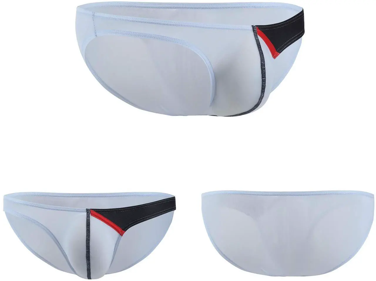 Alt view image 6 of 7 - Newsywell Men's Ice Silk Bikini Low Rise Bulge Cut Soft Silky Breathable Athletic Briefs Underwear Sky Blue XX-Large
