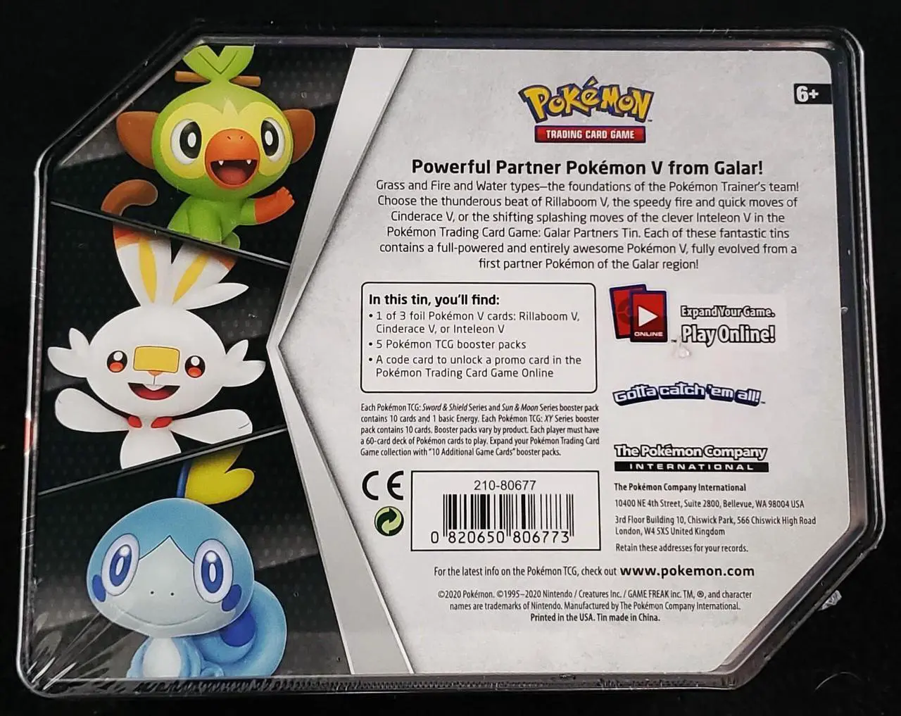 Alt view image 4 of 4 - Pokemon TCG: Legends of Galar Tin + Galar Partners Tin 2-Pack featuring Zacian V and Rillaboom V