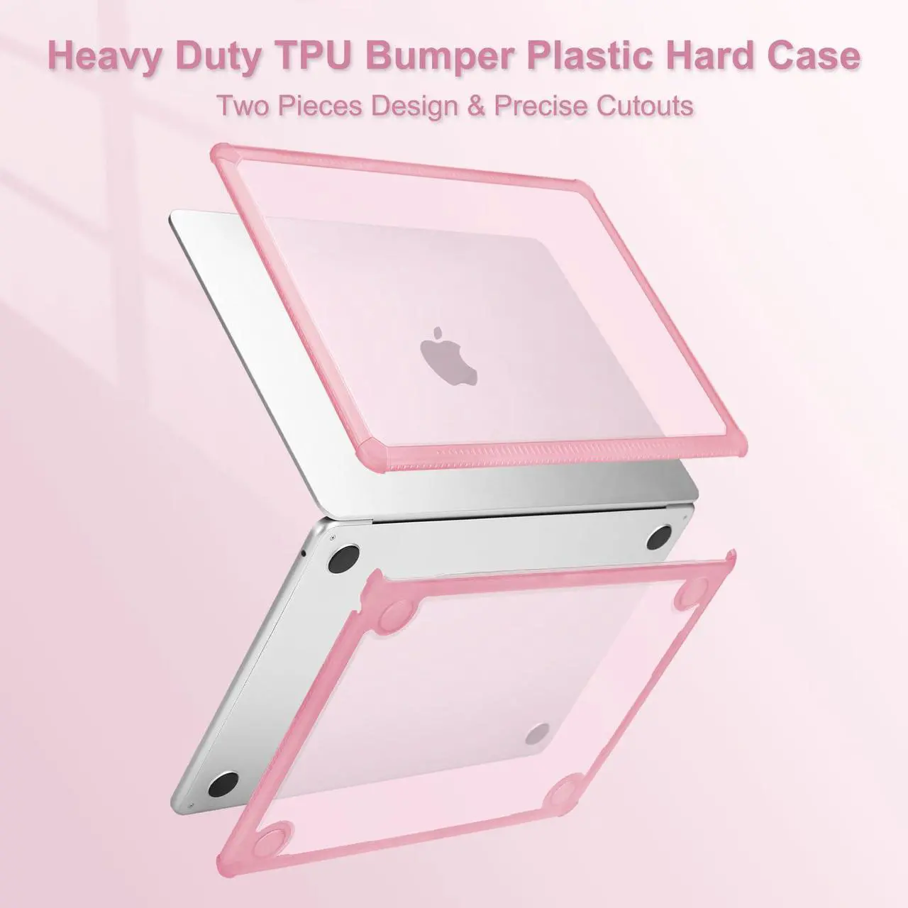 Alt view image 4 of 5 - MOSISO Compatible with MacBook Air 13 inch Case 2025 2024 2023 2022 M4 A3240 M3 A3113 M2 A2681,Anti-Cracking Heavy Duty TPU Bumper Hard Case&Keyboard Skin&ScreenFilm for MacBook Air 13.6, Chalk Pink