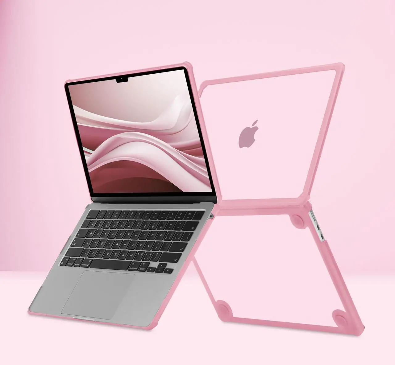 Alt view image 5 of 5 - MOSISO Compatible with MacBook Air 13 inch Case 2025 2024 2023 2022 M4 A3240 M3 A3113 M2 A2681,Anti-Cracking Heavy Duty TPU Bumper Hard Case&Keyboard Skin&ScreenFilm for MacBook Air 13.6, Chalk Pink