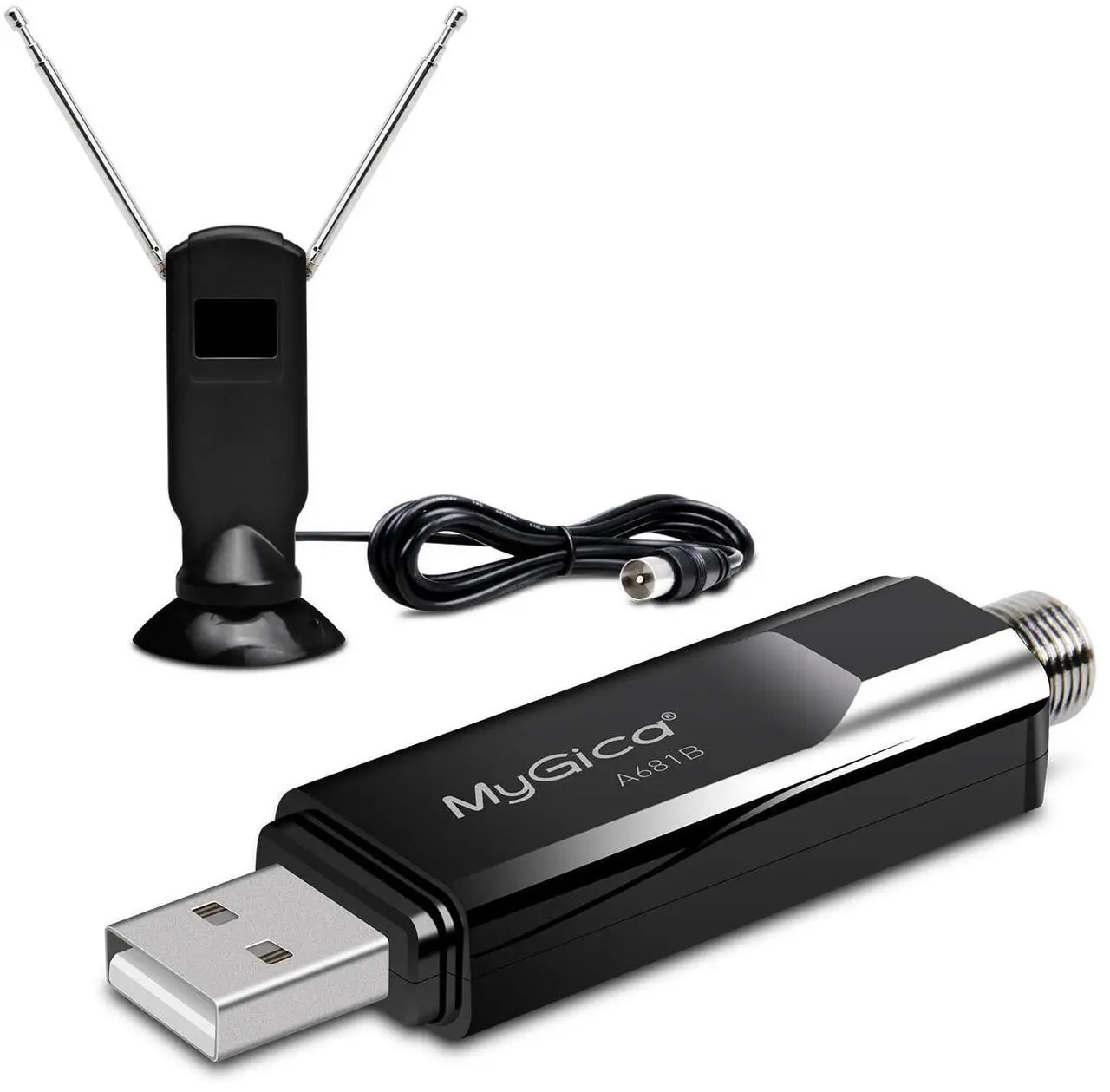 Main image of Mygica A681B USB 2.0 TV Tuner Card, ATSC HD Digital External HDTV Tuner Stick Dongle Adapter for Windows PC Computer + Laptop + Android TV - Black