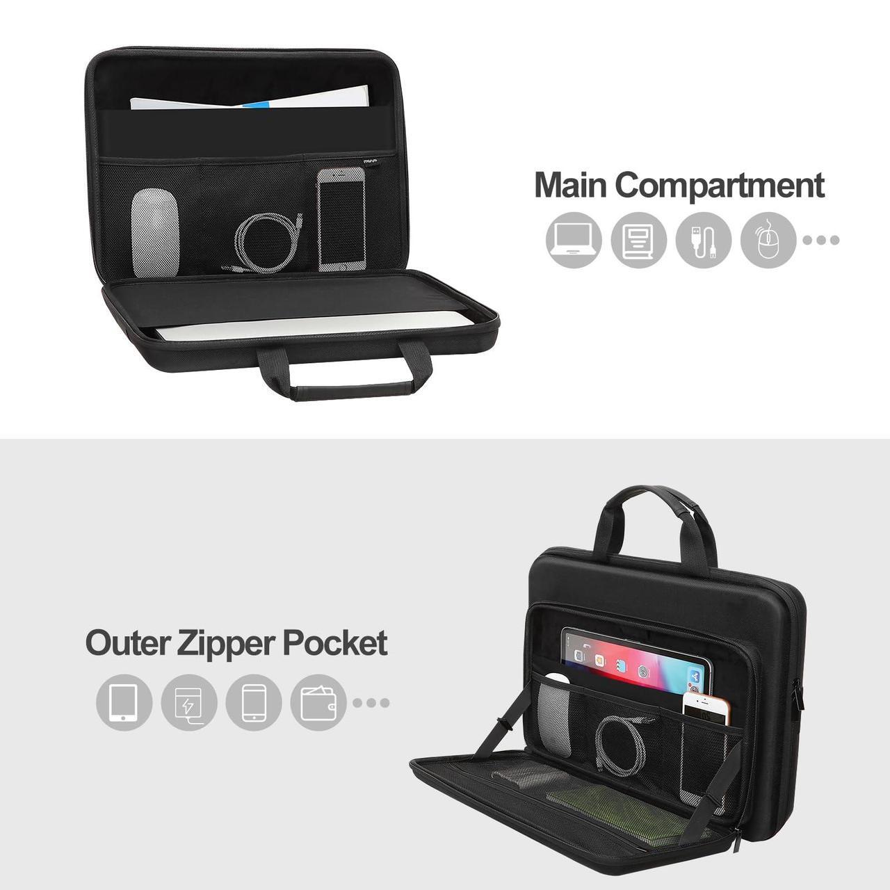 Alt view image 2 of 5 - MOSISO 13 inch Laptop Hard Case, 13 inch Shockproof Waterproof Laptop Case Hard Shell Compatible with MacBook Air/Pro, Carrying Sleeve Computer Bag with Sturdy Handle&Front Pocket&Belt, Black