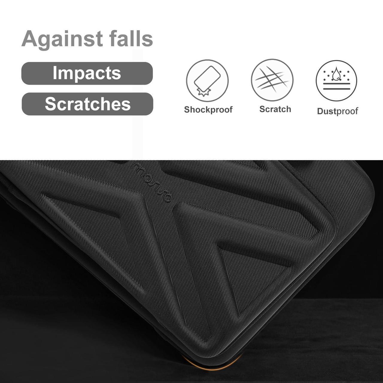 Alt view image 4 of 5 - MOSISO 13 inch Laptop Hard Case, 13 inch Shockproof Waterproof Laptop Case Hard Shell Compatible with MacBook Air/Pro, Carrying Sleeve Computer Bag with Sturdy Handle&Front Pocket&Belt, Black