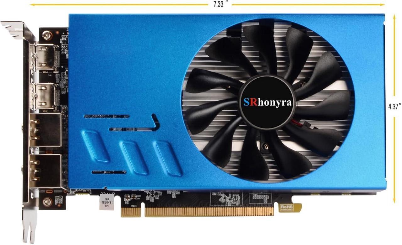 Alt view image 2 of 5 - SRhonyra RX 580 8GB Graphics Card 6 Monitors Video Card HDMI 2.0 Outputs for Stock Trading, Monitoring, Video Wall Presentation, Projection and Fusion
