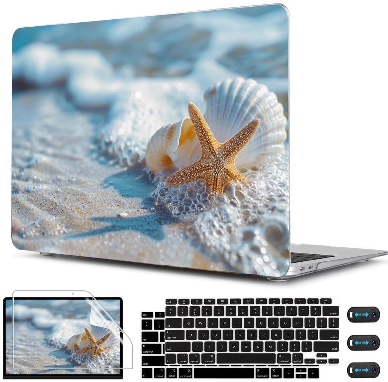 Main image of CISSOOK Compatible with MacBook Air 13-inch Case 2021 2020-2018 Release M1 A2337 A2179 A1932 Model with Touch ID, Plastic Hard Shell Protective Case with Keyboard Cover Screen Protector, Beach&Shell