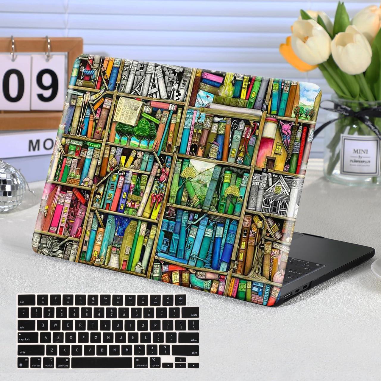 Main image of Compatible with MacBook Air 13 inch Case 2021 2020 2019 2018 Release A2337 M1 A2179 A1932, Funut Laptop Plastic Hard Shell Case Protective Cover for MacBook Air 13 with Touch ID, Bookshelf